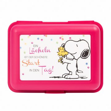 United Labels® Lunchbox Snoopy Brotdose - Ein Lächeln ist der schönste Start in den Tag Pink, Kunststoff (PP)