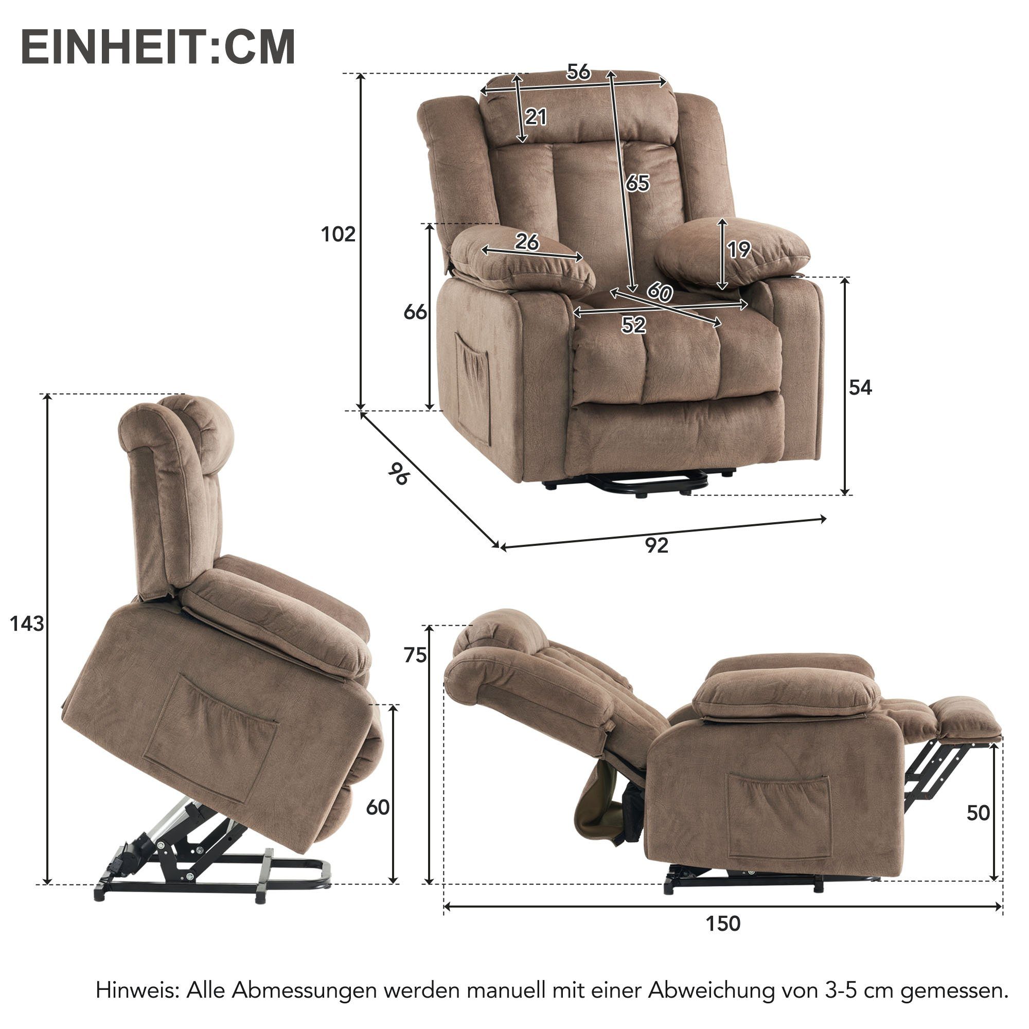 Gotagee Massagesessel Elektrisch Massagestuhl mit Relaxsessel Stuhl Aufstehhilfe TV-Sessel