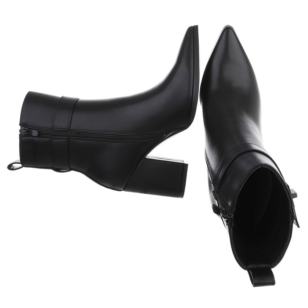 Ital-Design Damen Stiefelette mit Blockabsatz und Schnalle High-Heel-Stiefelette (92269102) Blockabsatz Stiefeletten in Schwarz – Bild 2 von 5