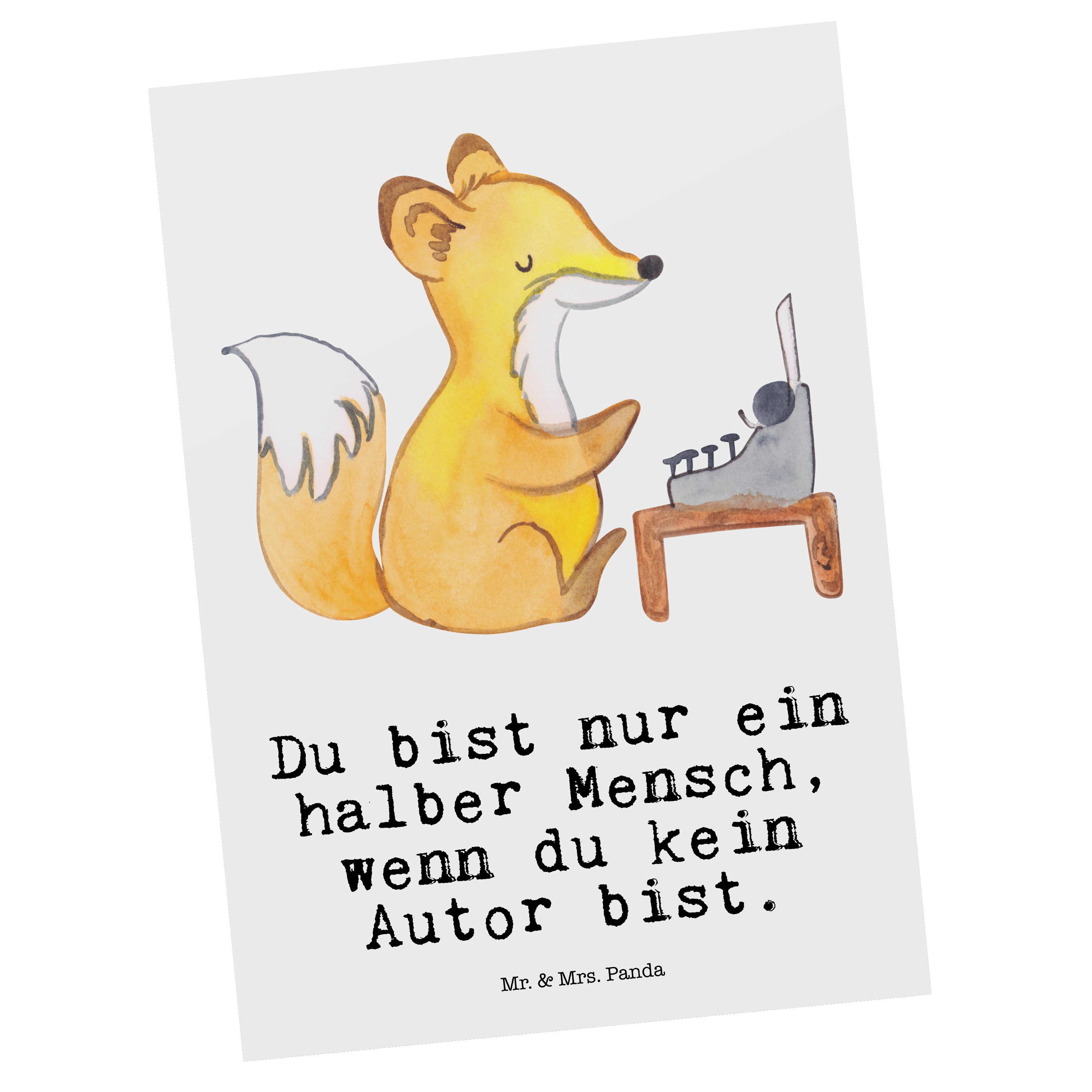 mit Panda Geschenk, & Postkarte Herz Weiß - Mr. - Einladungskarte, Buchveröffentlichu Autor Mrs.