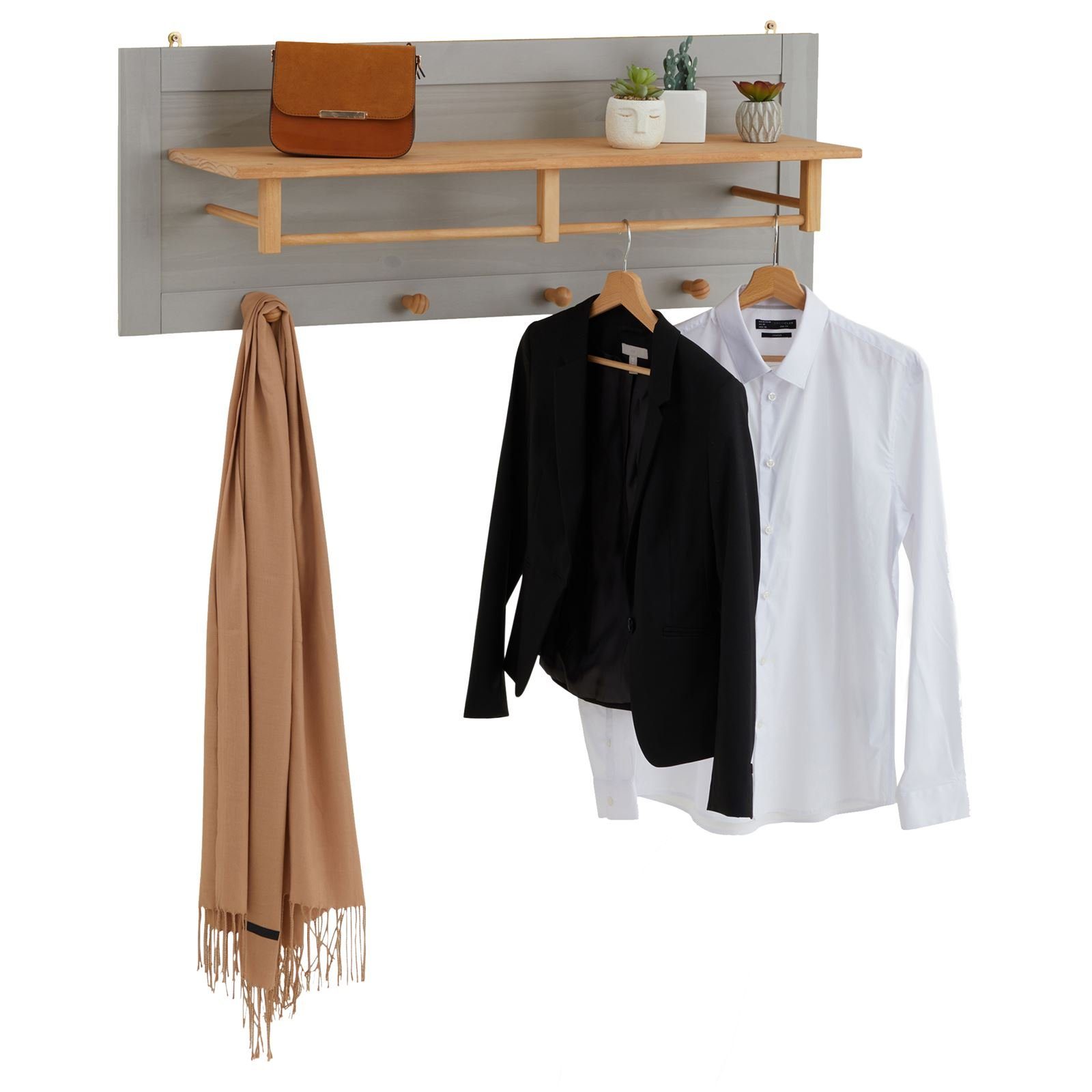 IDIMEX Garderobenhalter BOLlTON, Garderobe in grau aus Kiefer mit 4 Haken Hängegarderobe aus Massivholz