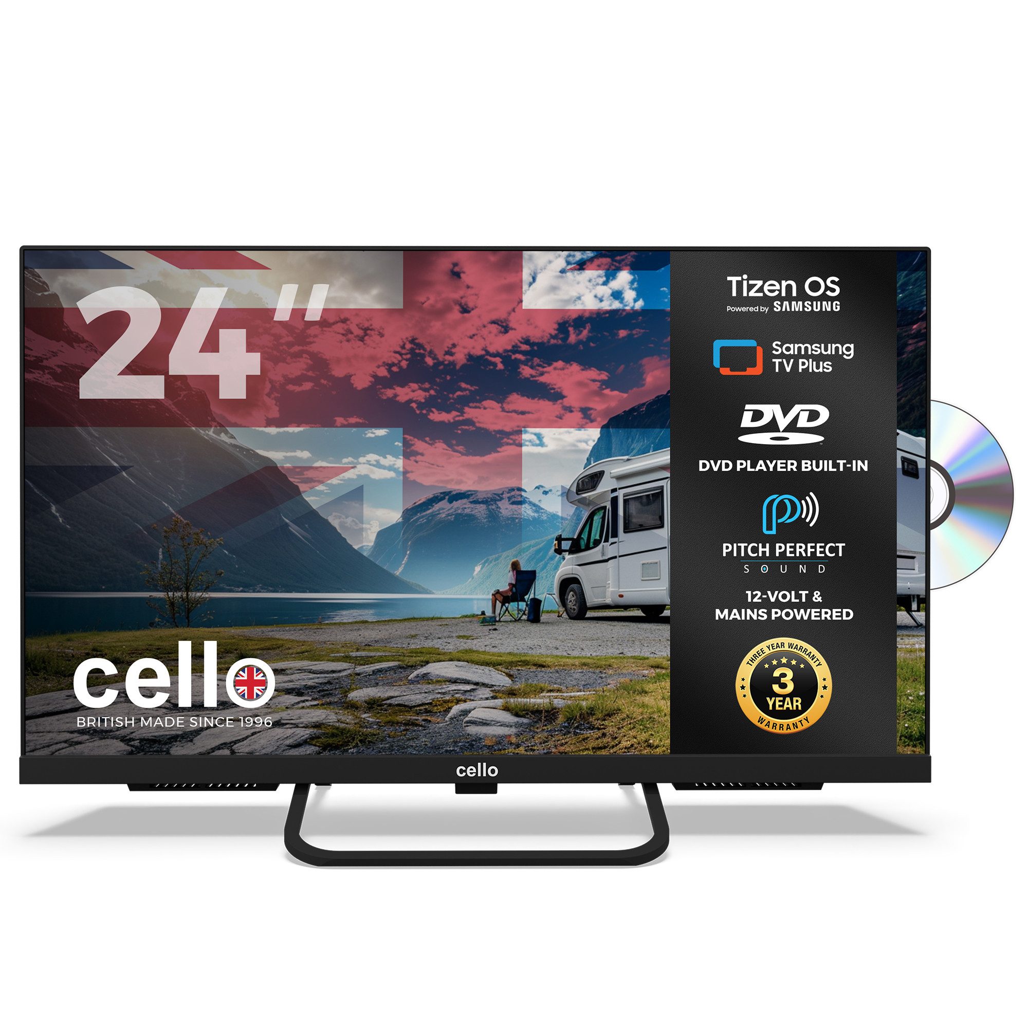 Cello CTrav-24TZF LED-Fernseher (60,96 cm/24 Zoll, HD, Smart-TV)