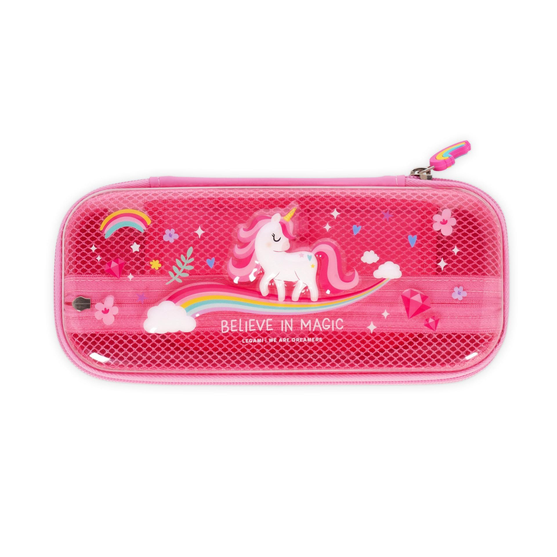 Legami Federmäppchen Federmäppchen Unicorn Motiv, 23 x 11 x 5 cm, 2 Fächer, Stifthalter, Innenfach mit Netzstoff, Reißverschluss