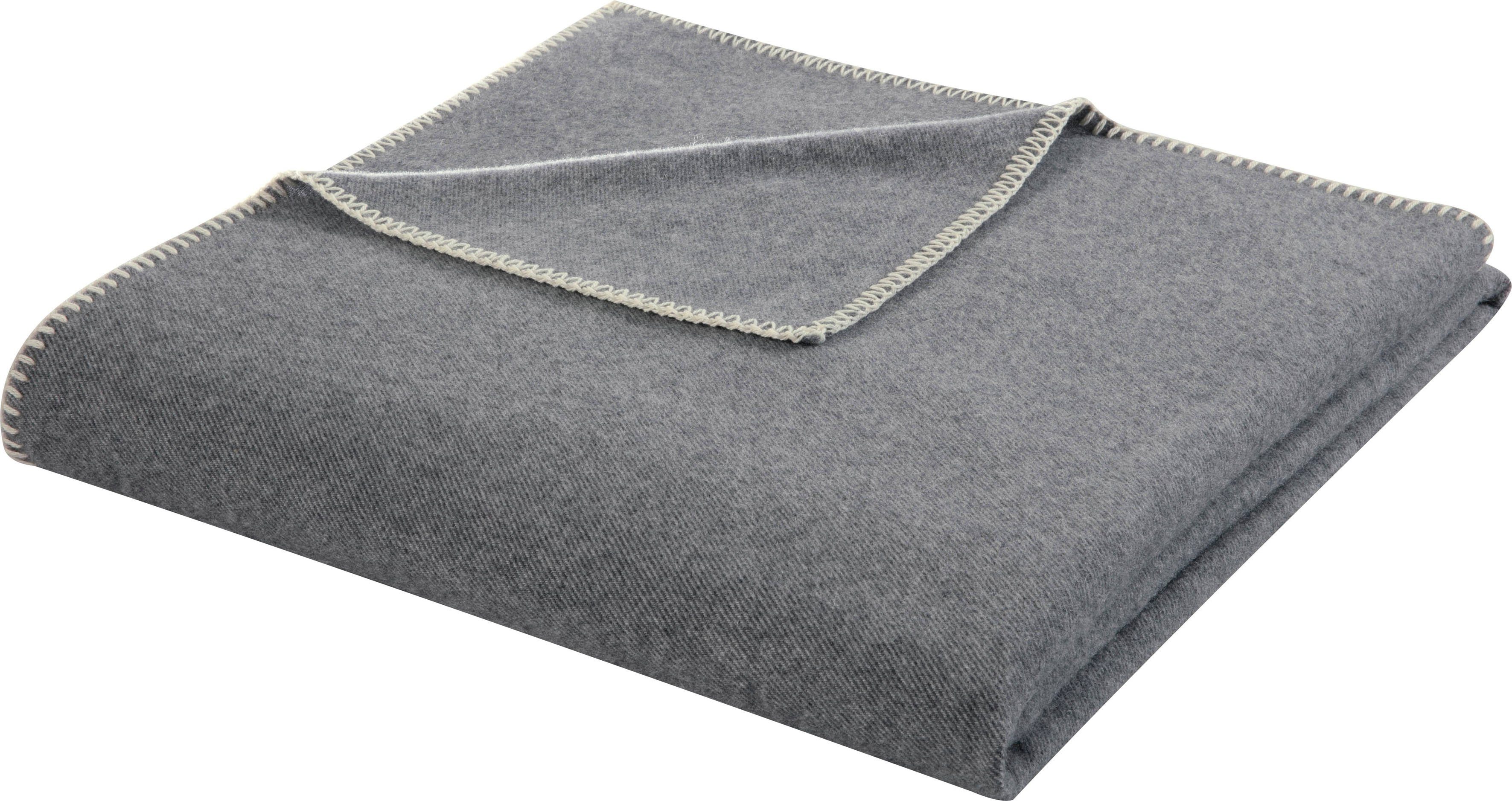 Wolldecke grey mit Biederlack, recycelter Wolle Arezzo Stripe,