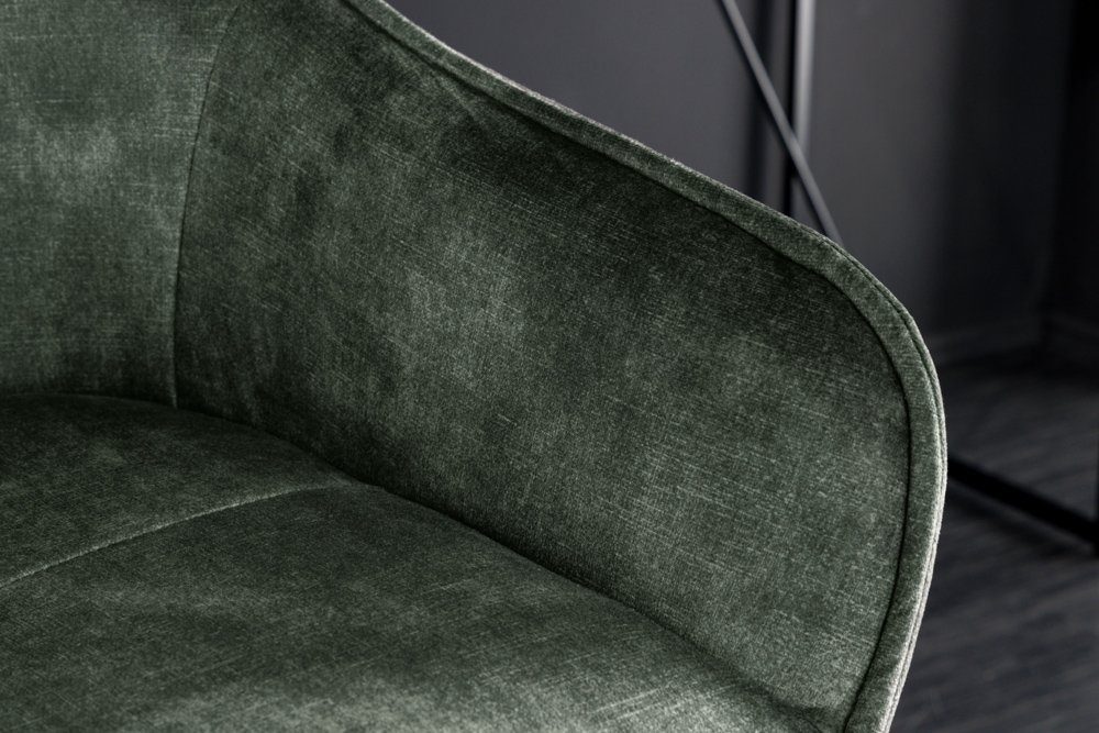 riess-ambiente Barhocker EUPHORIA dunkelgrün/schwarz – Samt, Metall-Beine, mit Lehne (Einzelartikel, 1 St), bequeme Polsterung mit Fußablage – ideal für Bar ode – Bild 5 von 5