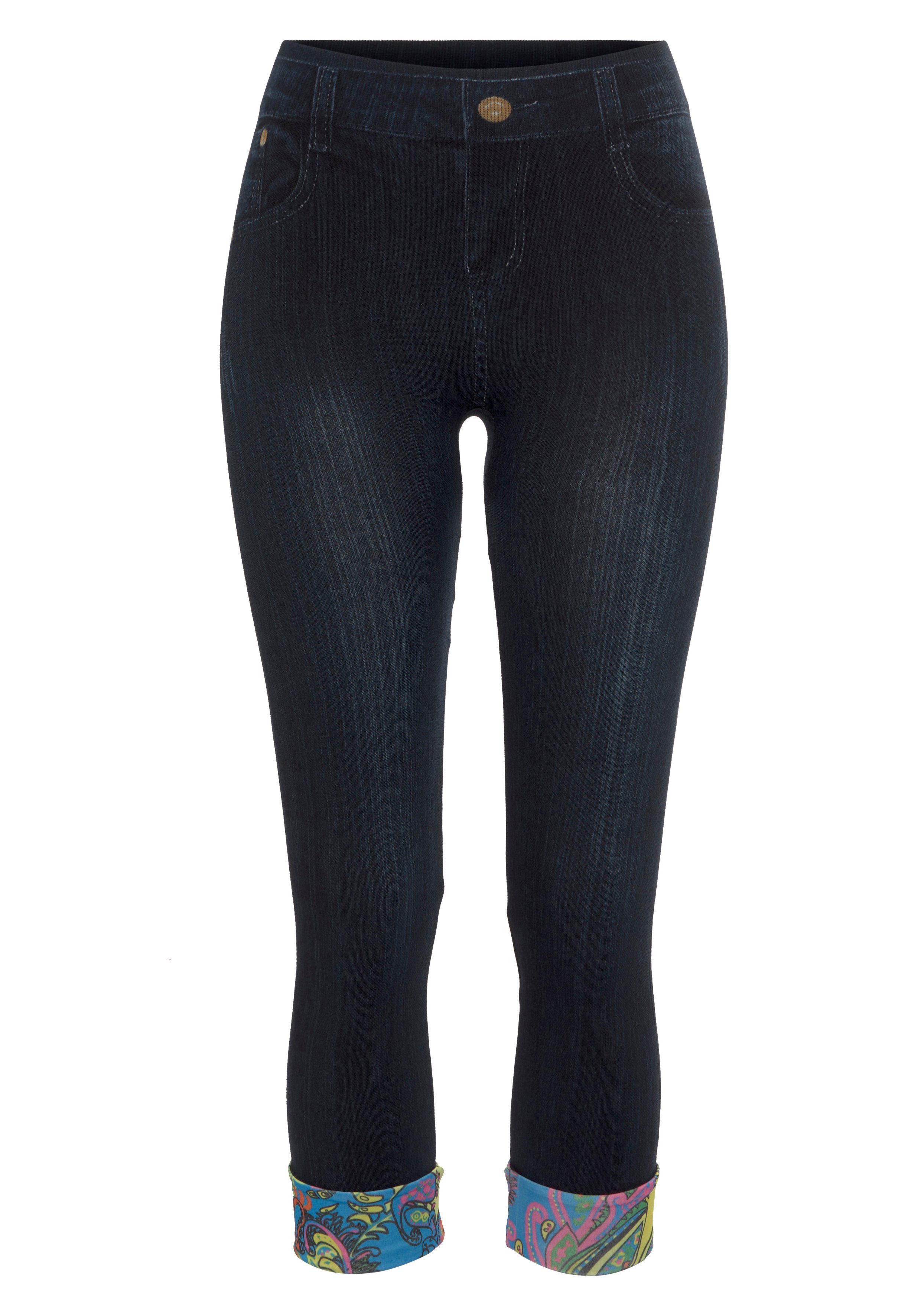 Buffalo Jeansleggings in Denim-Look mit bunten Umschlagbündchen, Jeggings – Bild 2 von 5