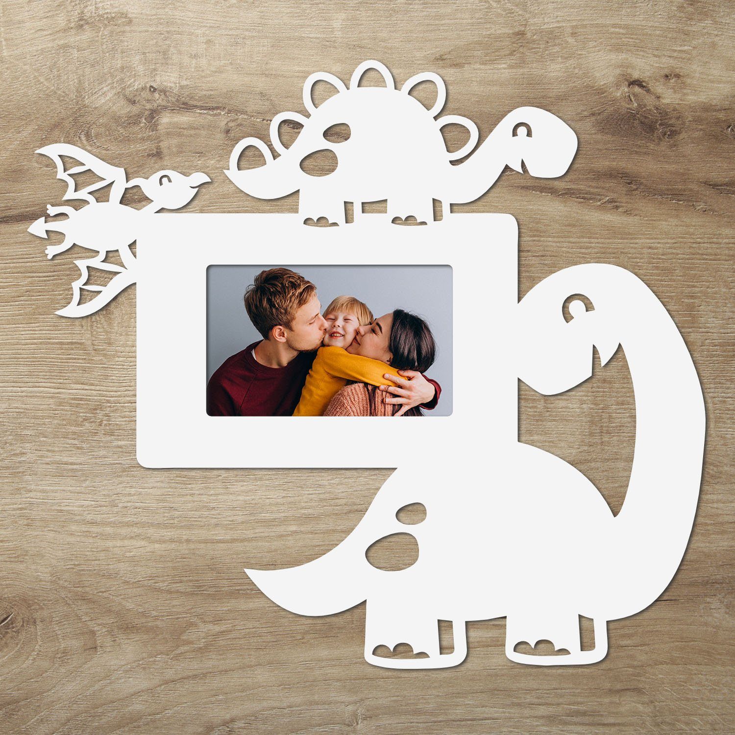 Fotorahmen Holz, aus Dino, Bilder Bilderrahmen Bilderrahmen für Namofactur Kinder, Geschenk Weiß 1 Dinosaurier