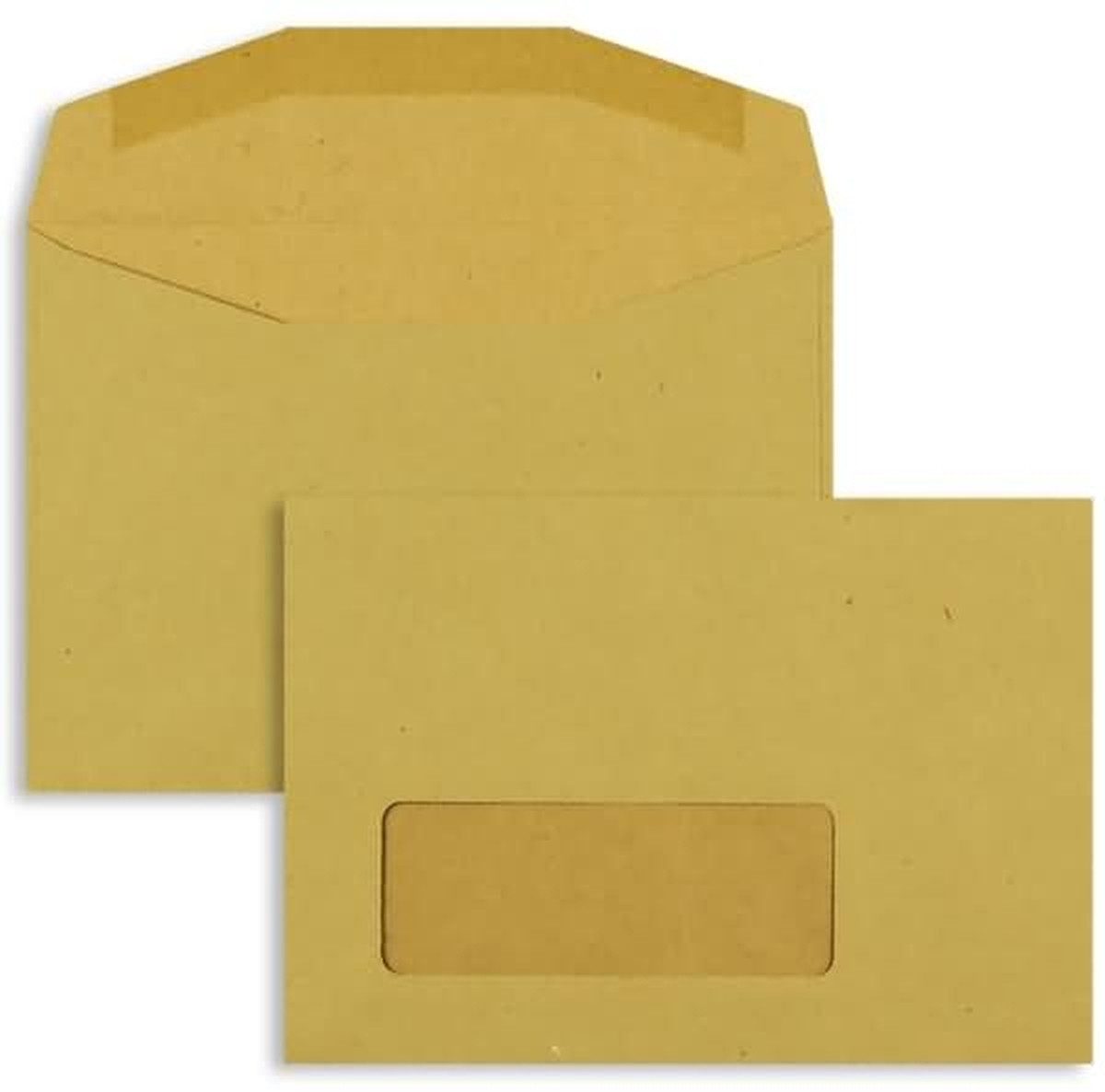 Blanke Briefhüllen Briefumschlag Kuvertierhüllen C6 80g/qm gummiert Sonderfenster VE=1000 Stück braun.
