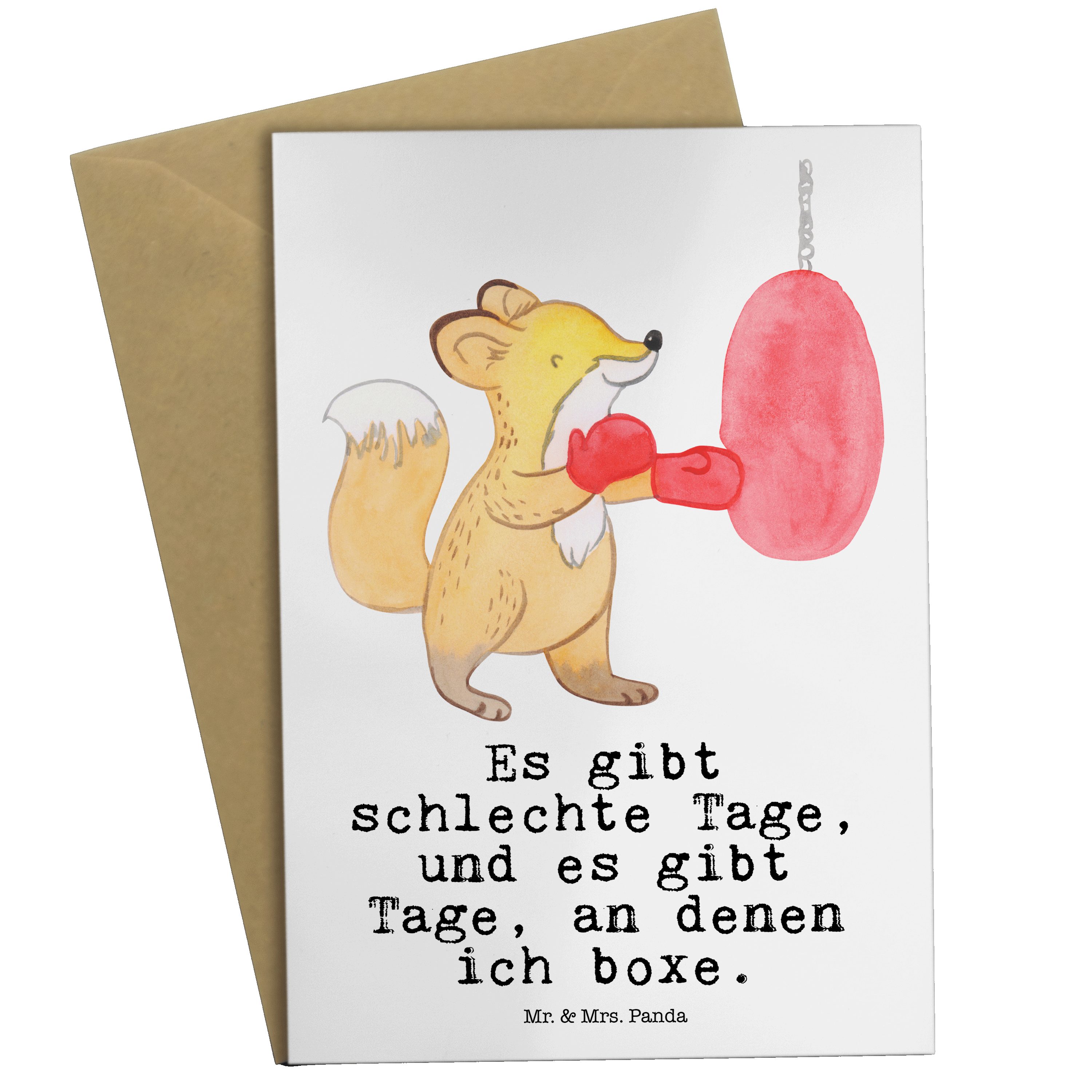 Tage Grußkarte & Fuchs Hochzeitskarte Geschenk, Mr. - - Weiß Mrs. Boxen Sportler, Danke, Panda