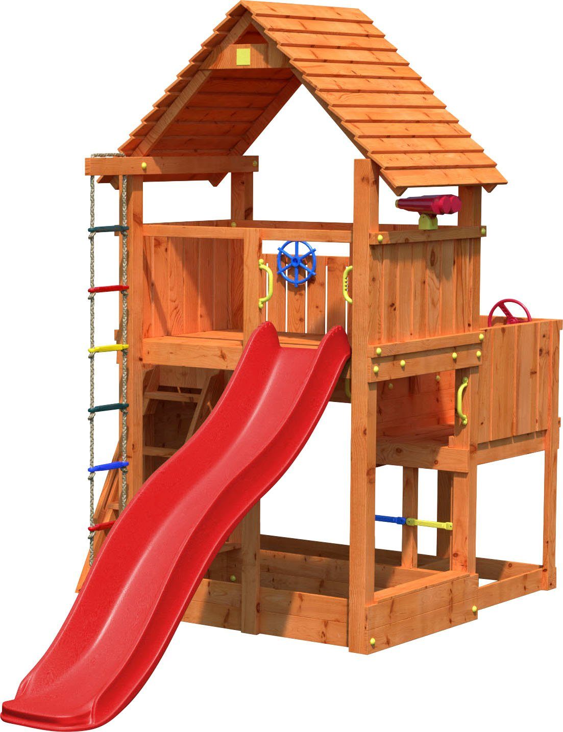 FUNGOO Spielturm BIG LEADER, mit Schaukel & Rutsche, FSC® - schützt Wald