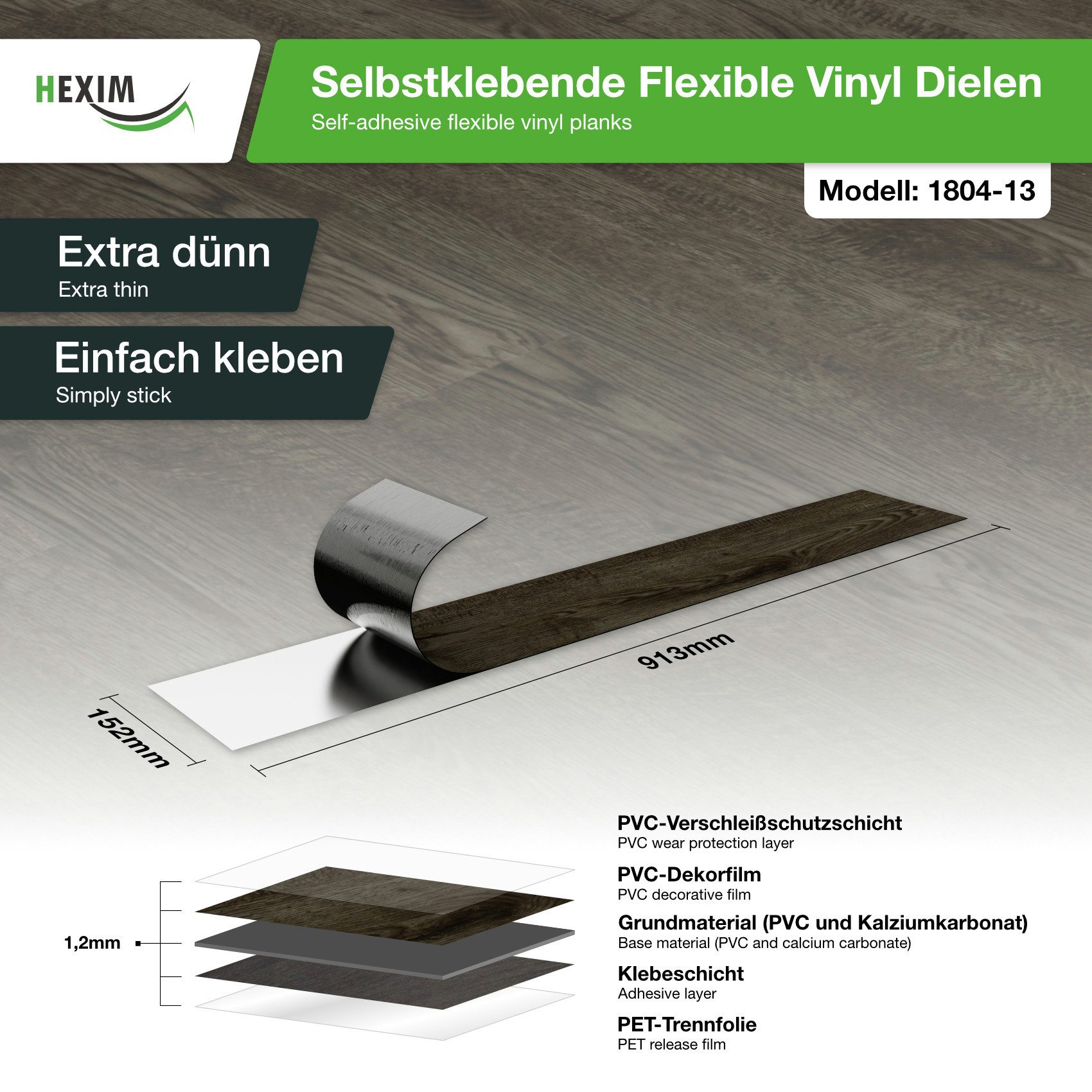 Hexim Vinylboden, Vinyldielen 0,97m² selbstklebend PVC Wandverkleidung Bode günstig online kaufen