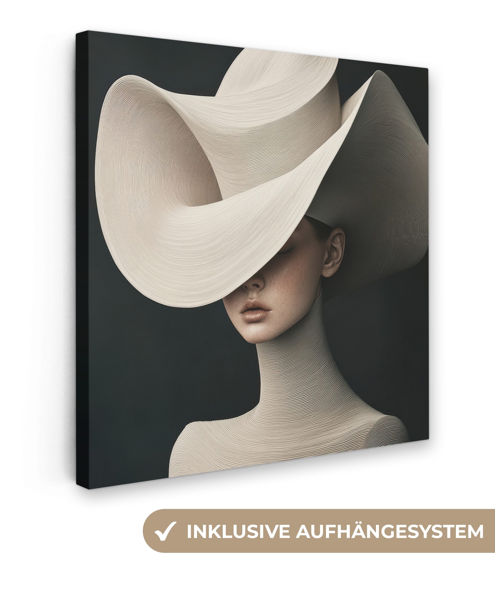 OneMillionCanvasses® Leinwandbild Frau - gewellt - Hut, Fotodruck (1 St), W günstig online kaufen