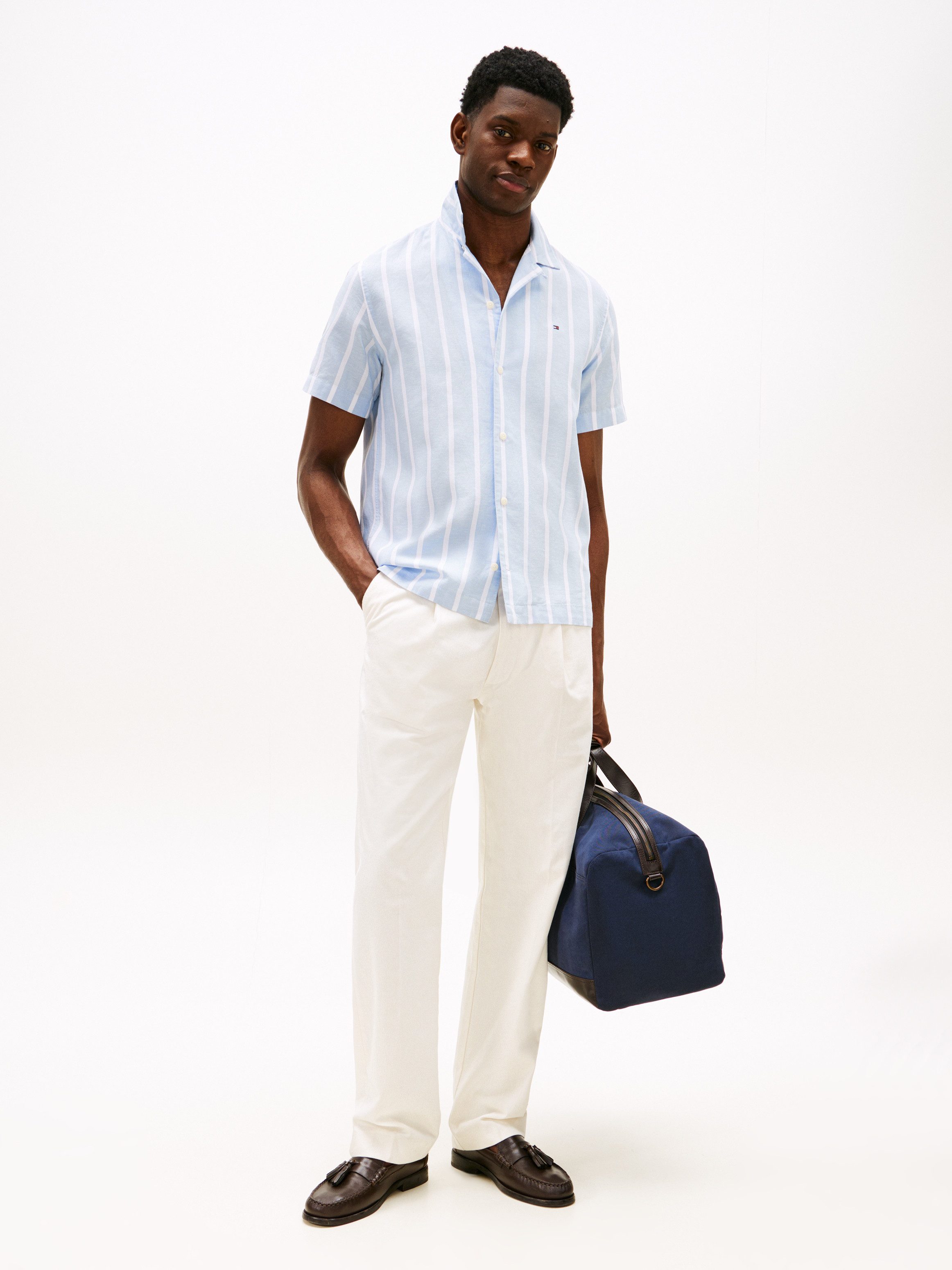 Tommy Hilfiger Kurzarmhemd LINEN BLEND STRIPED SS Regular Fit SHIRT günstig online kaufen