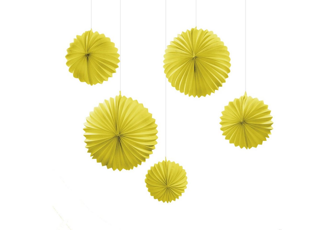 Frau WUNDERVoll Papierdekoration 5 Lampions - gelb, 3 x Ø 19 cm, 2 x Ø 27,5 cm