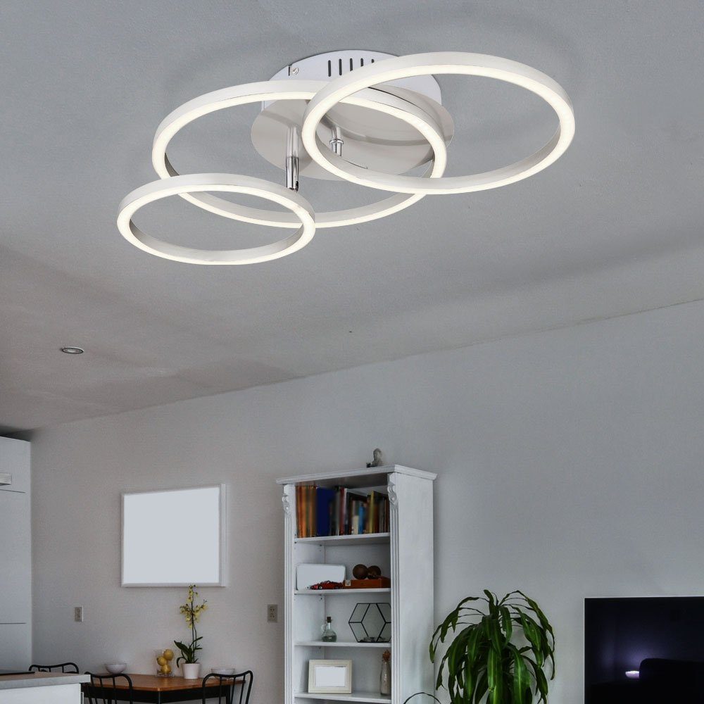 LED Luxus Gästezimmer Decken Leuchte EEK A 16 W Chrom silber Treppenhaus Lampe 