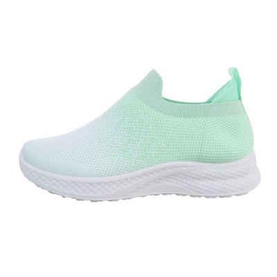 Ital-Design Damen Low-Top Freizeit Sneaker Flach Sneakers Low in Hellgrün