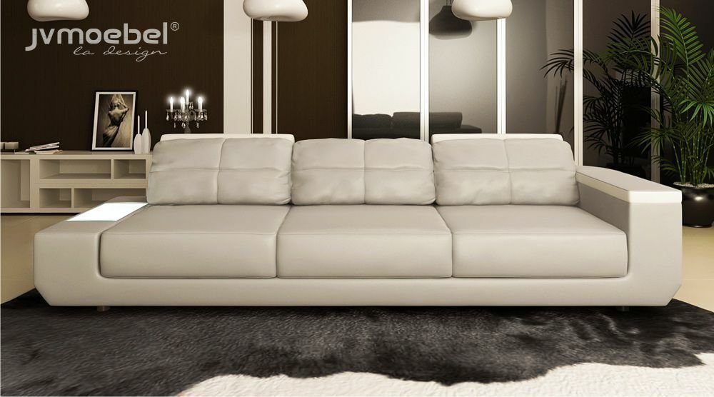 JVmoebel Sofa Weißer großer 3-Sitzer Sofa Kunstleder Design Möbel Neu, Made in Europe