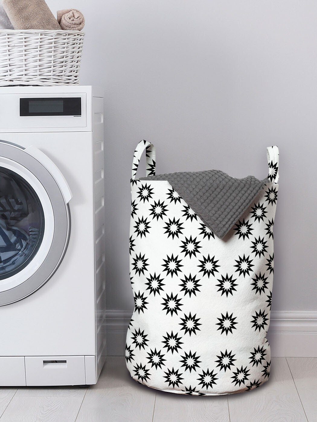 Motive Wäschesäckchen drucken Wäschekorb Star Waschsalons, mit Abstrakt Griffen Wie Abakuhaus Kordelzugverschluss für