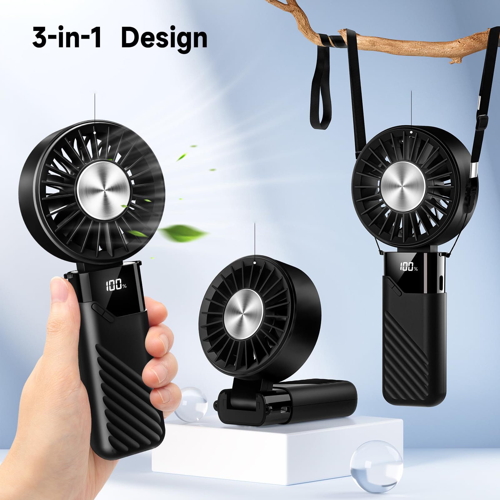 Coonoor Handventilator Tragbarer 3-in-1-Ventilator, wiederaufladbarer Mini- günstig online kaufen