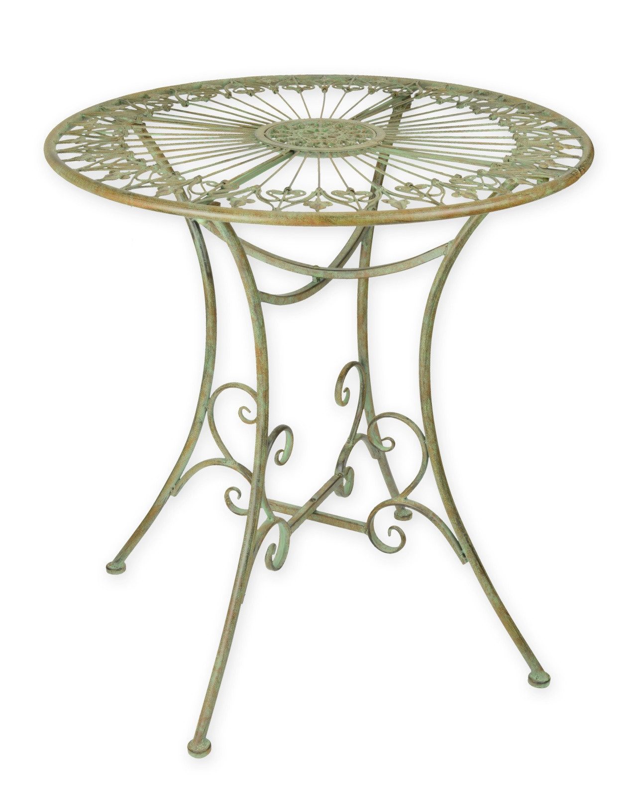Aubaho Dekoobjekt Gartentisch rund aus Eisen 70cm Durchmesser Replikat Retro Design Deko