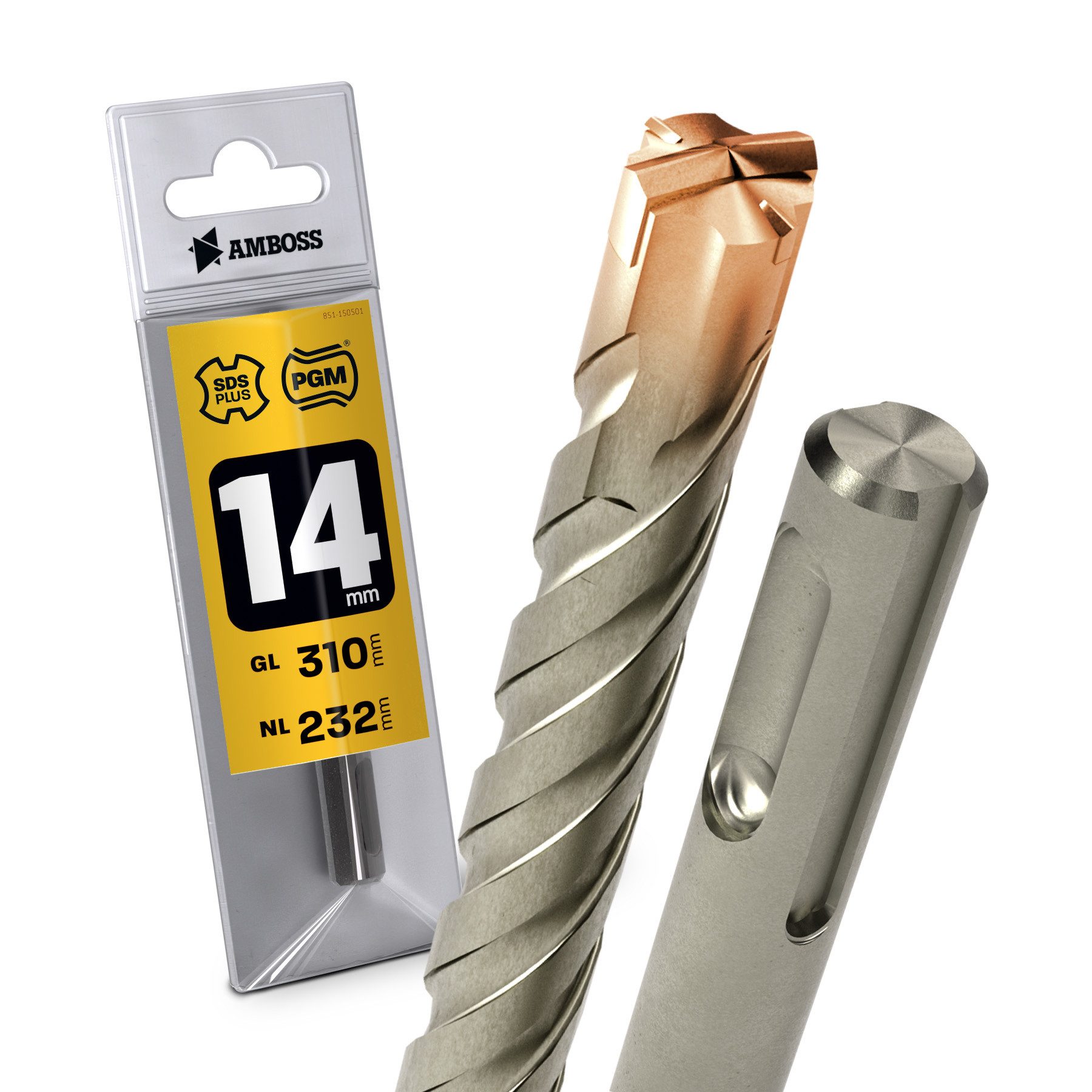 Amboss Werkzeuge Steinbohrer 1x Bohrer SDS Plus Schaft - Ø:14 mm - GL: 310 mm