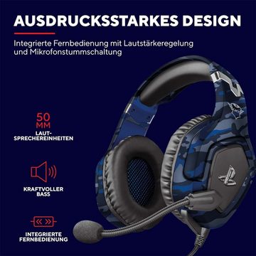 Trust Gaming Gaming-Headset (Gaming-Headset mit Mikrofon, Mit Kabel, Headset mit Klappbarem Mikrofon und Einstellbarem Kopfbügel, 3.5mm)