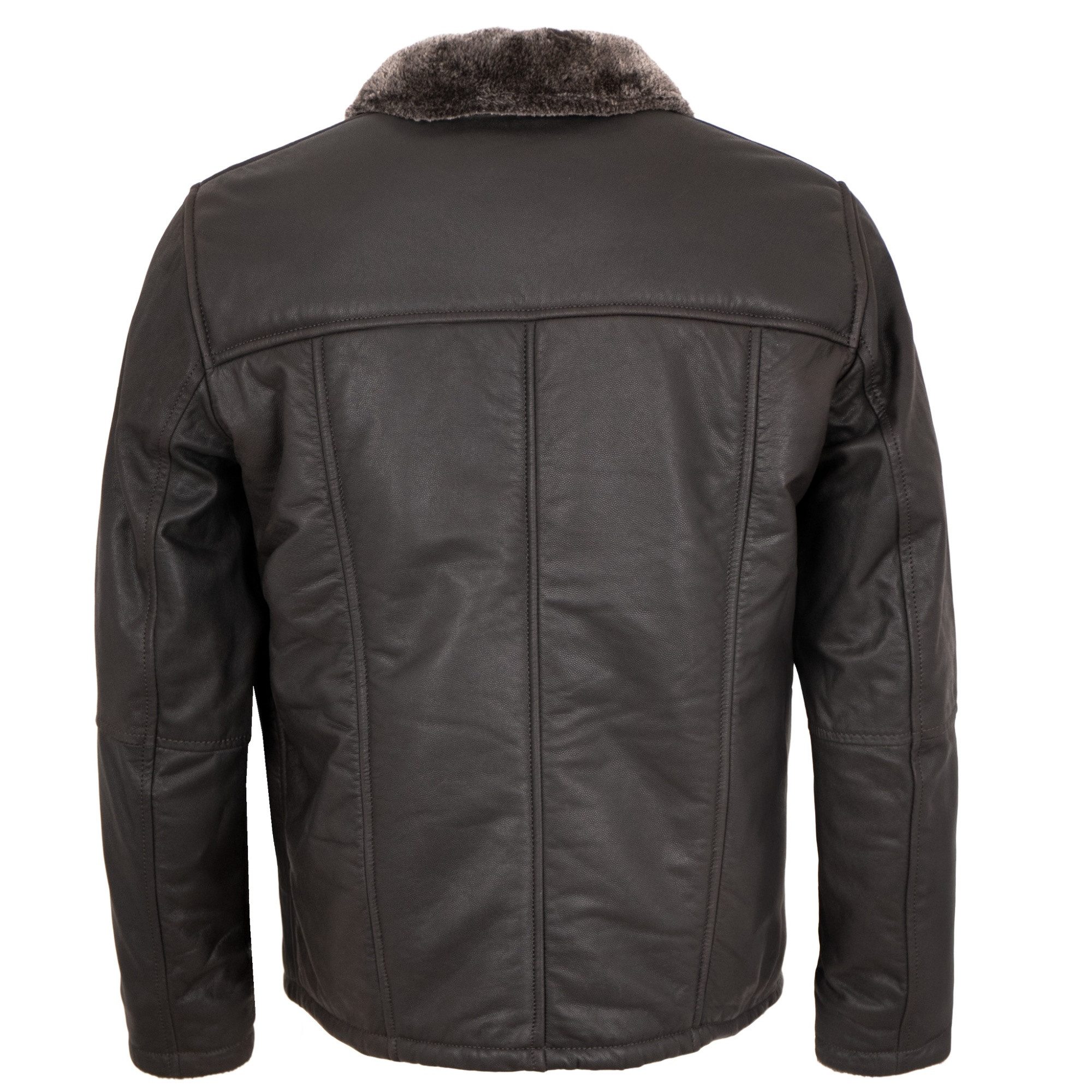 Redpoint Lederjacke Piere Redpoint - Herren Lederjacke Lammnubuk Kunstfell dunkelbraun