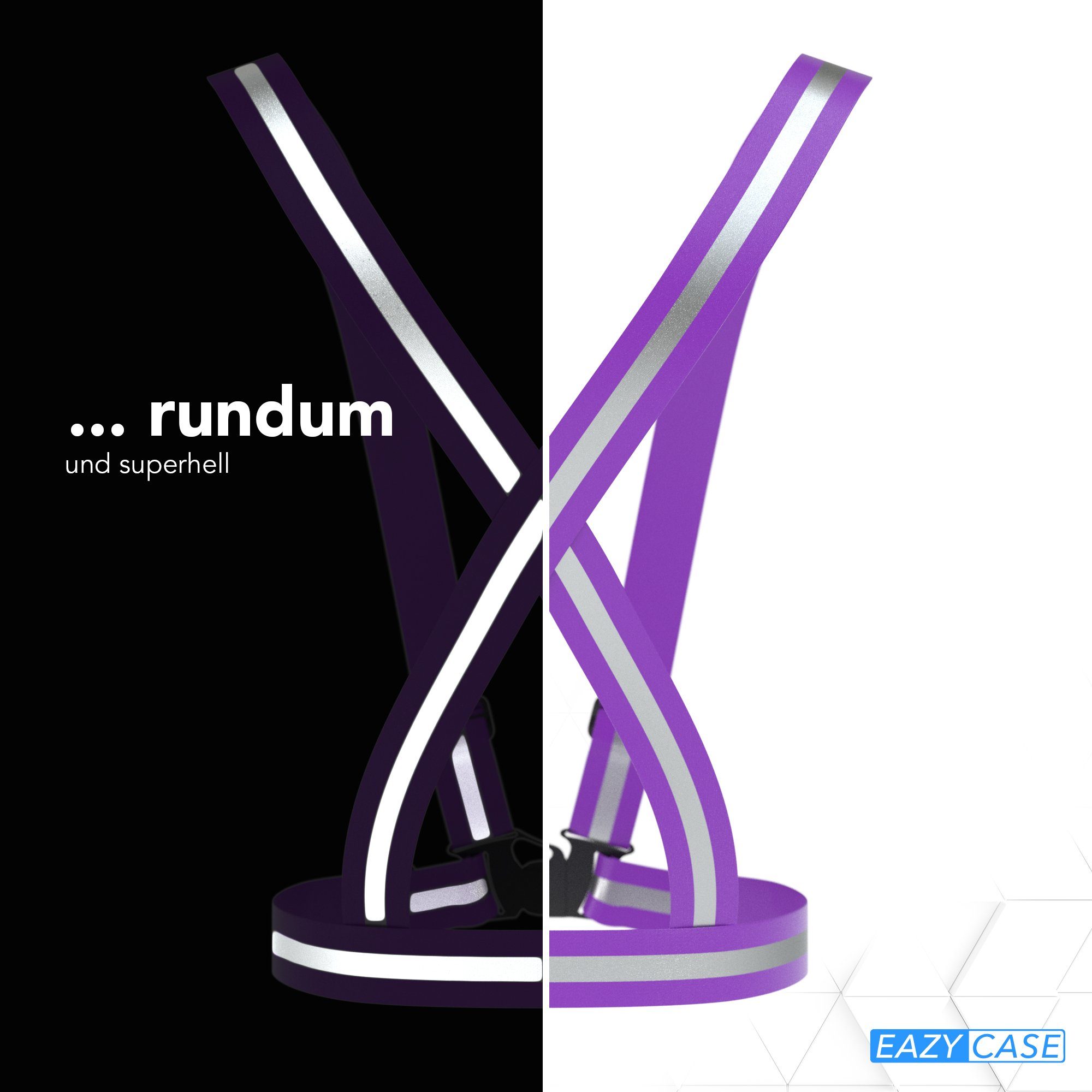 EAZY CASE Warnweste Universal Warnweste mit Schnalle Reflektoren Warnweste Frau Gurt Schnallenverschluss Motorradweste Lila