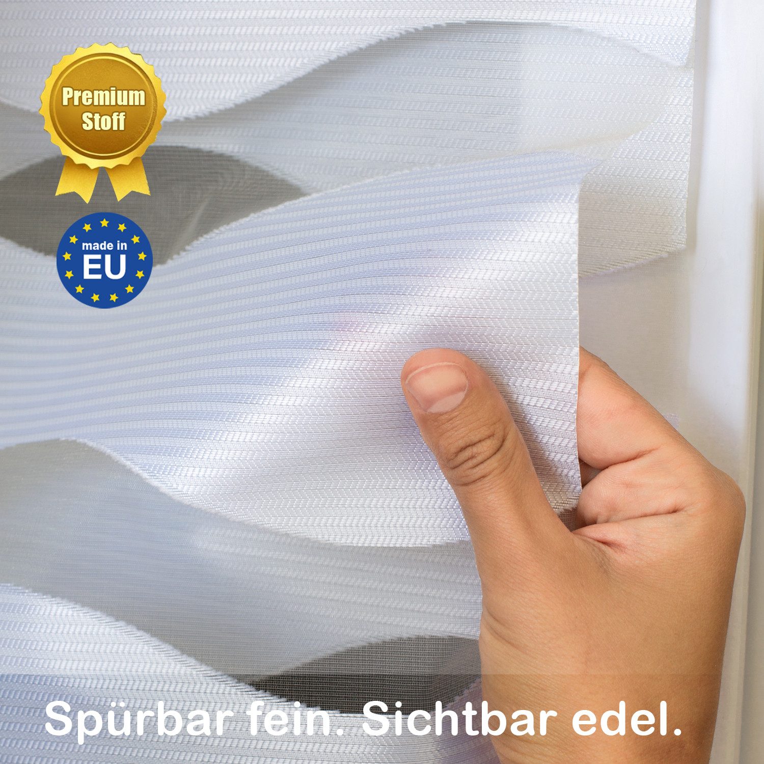 Doppelrollo Klemmfix "Wave" Duo-Rollo ohne Bohren, DomDeco, Klemm- oder Schraubmontage, Klemmbar, Kettenzug, ohne Bohren, Sicht- und Blendschutz – Bild 5 von 5