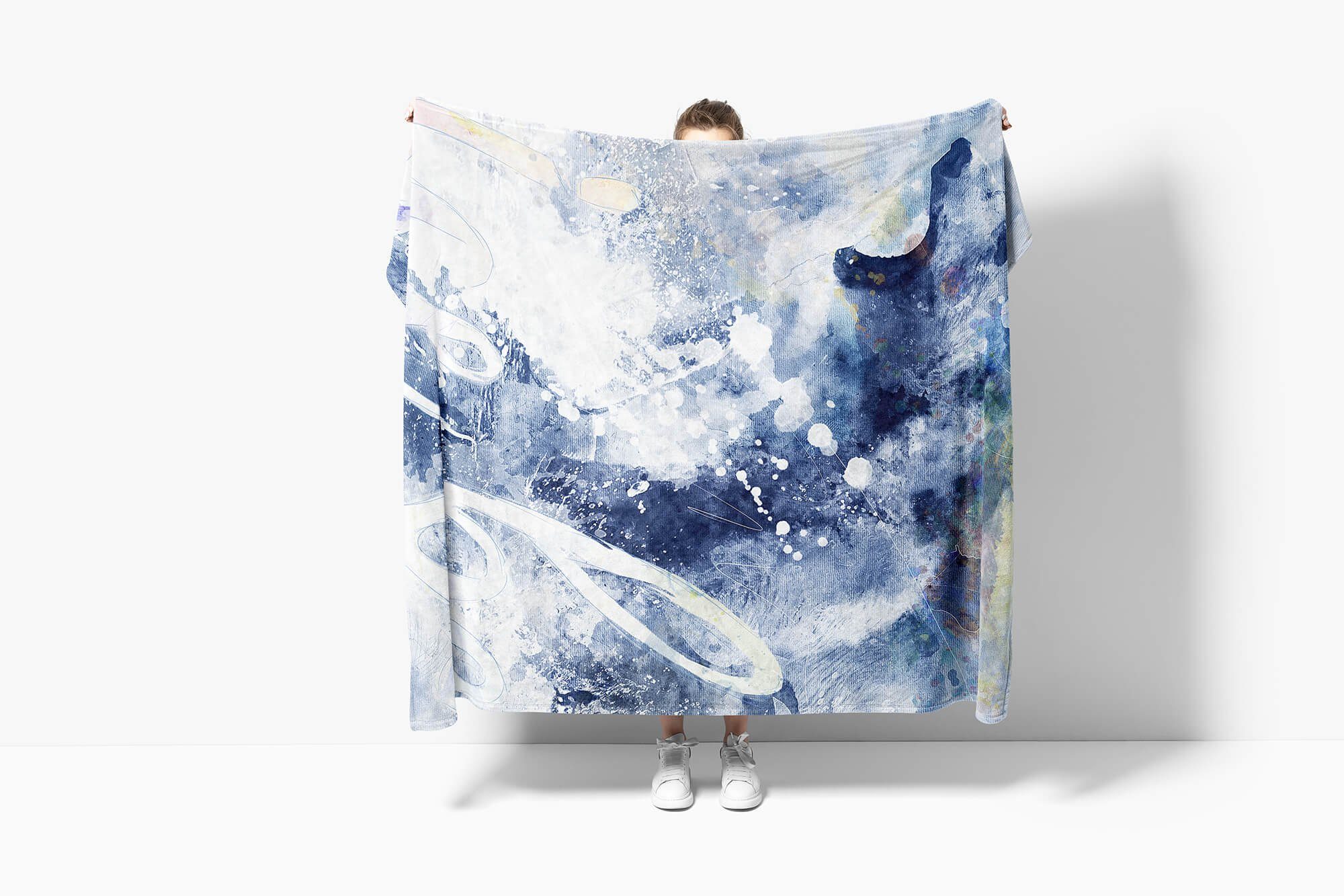 Sinus Art Handtücher Strandhandtuch Baumwolle-Polyester-Mix Kunstvoll SplashArt II, Ice Serie Handtuch (1-St), Handtuch Tier Saunatuch Kuscheldecke Bear