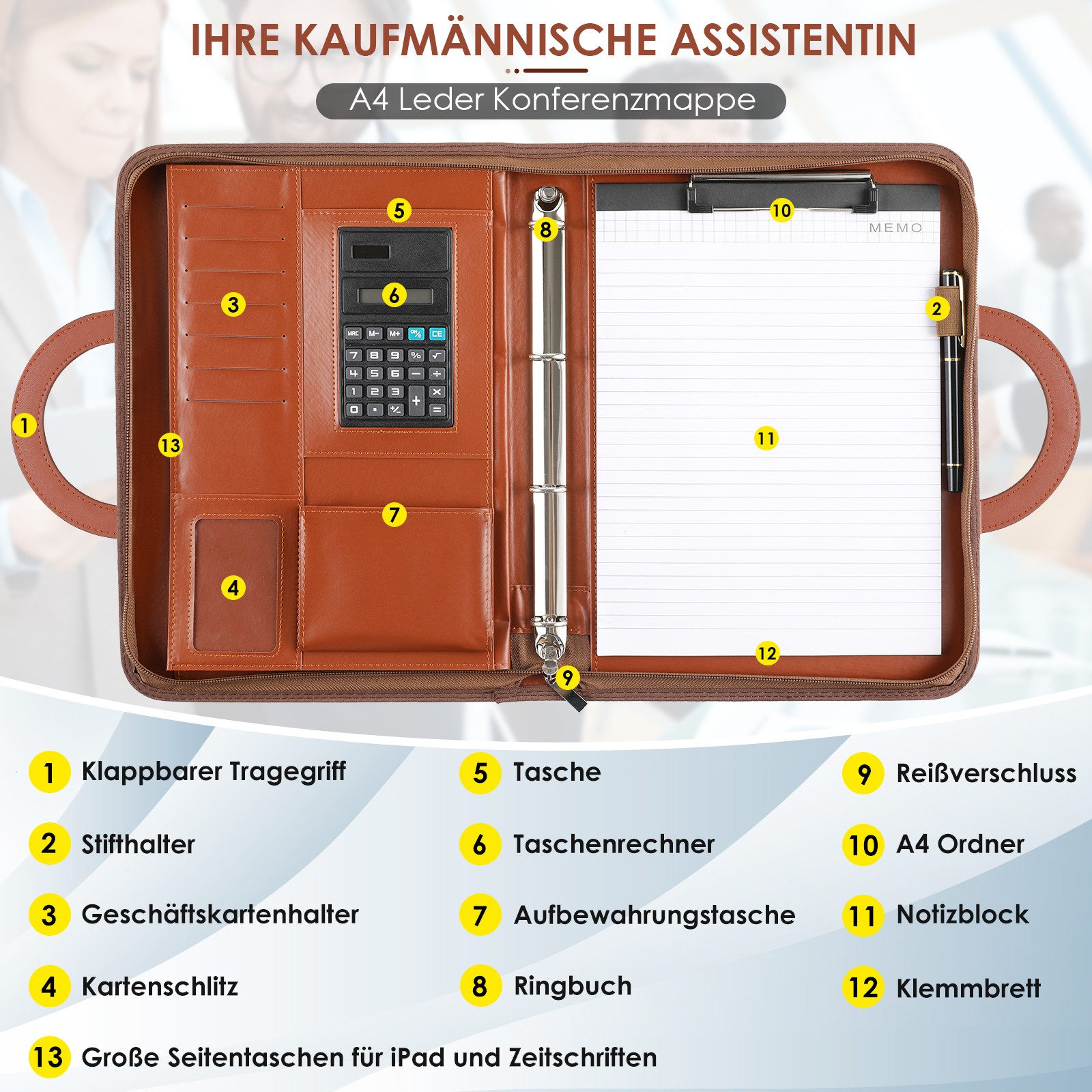 TLGREEN Konferenzmappe A4 Schreibmappe mit Reißverschluss günstig online kaufen