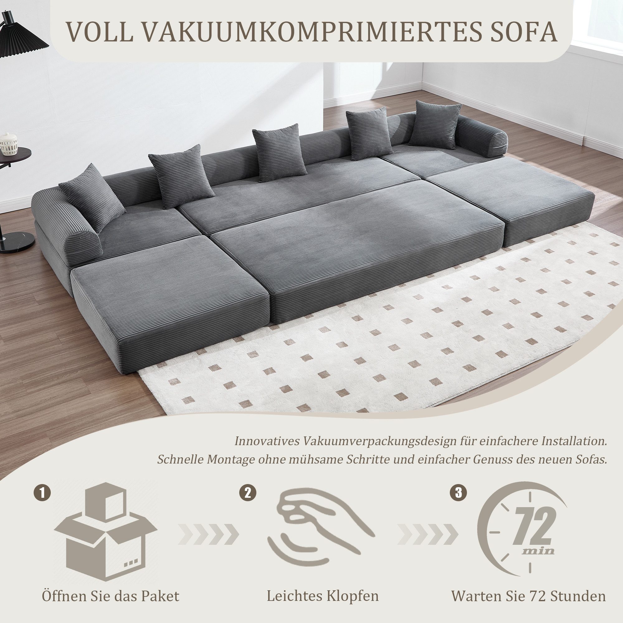 REDOM Sofa kombinierbare Module, mit Stauraum und haustierfreundlicher Oberfläche, Modulares Loungesofa