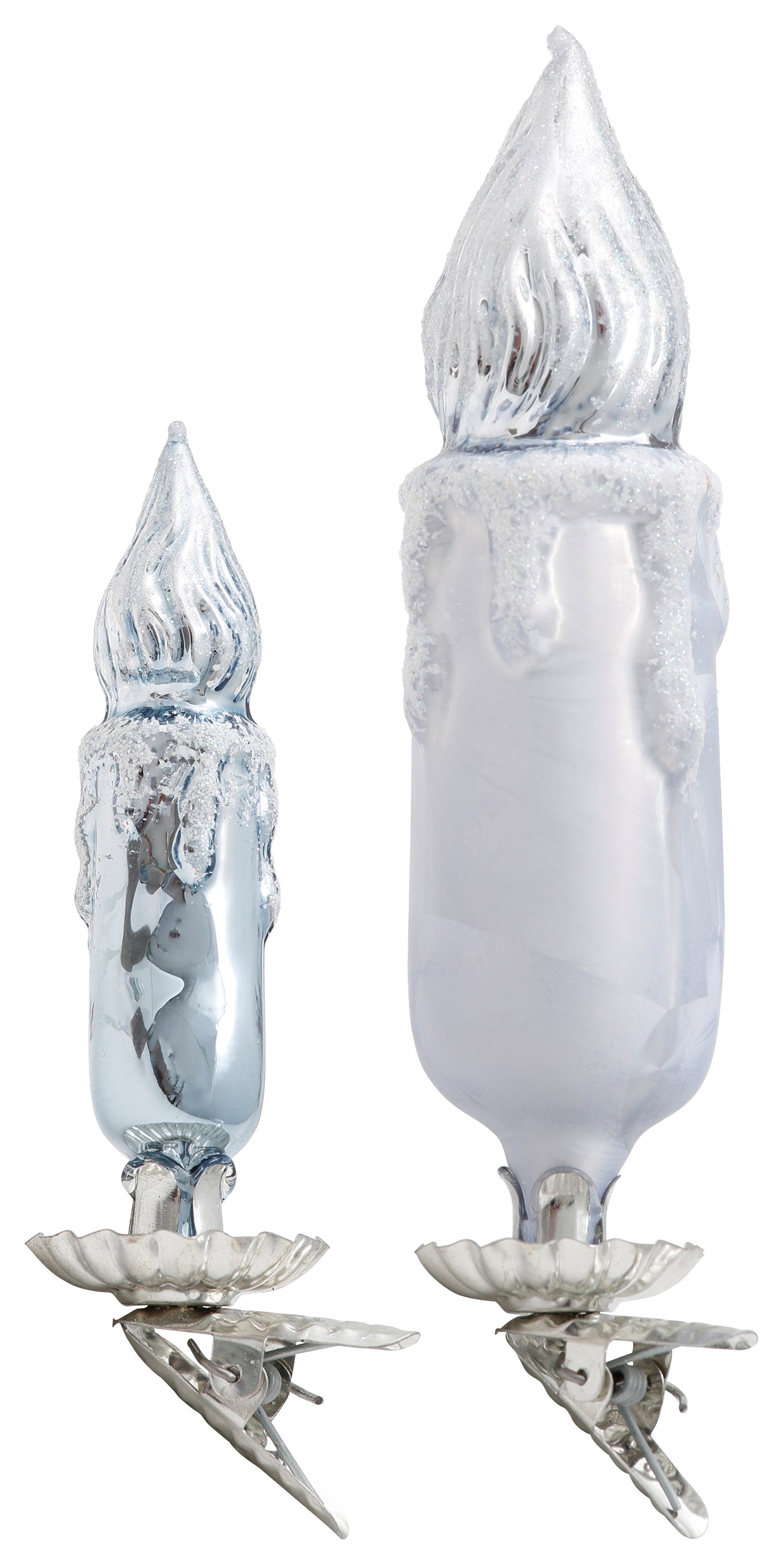 Glasdesign 8 Eiszauber Thüringer 12 cm (2-tlg), Kerzen, Weihnachtsbaumklammer Höhe /