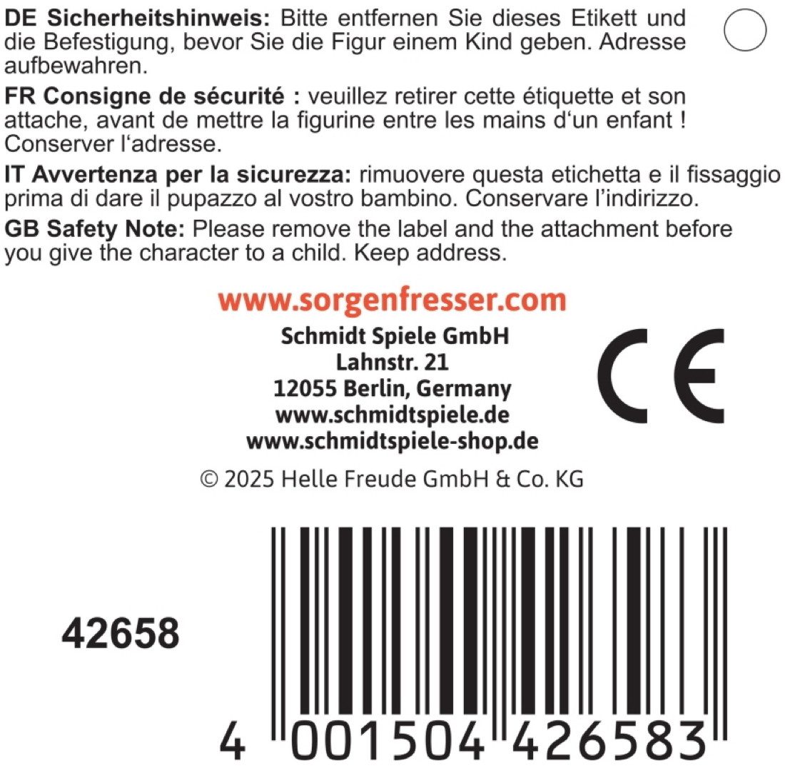 Plüschfigur Plüsch Stofftier Sorgenfresser Nisha 28 cm 42658