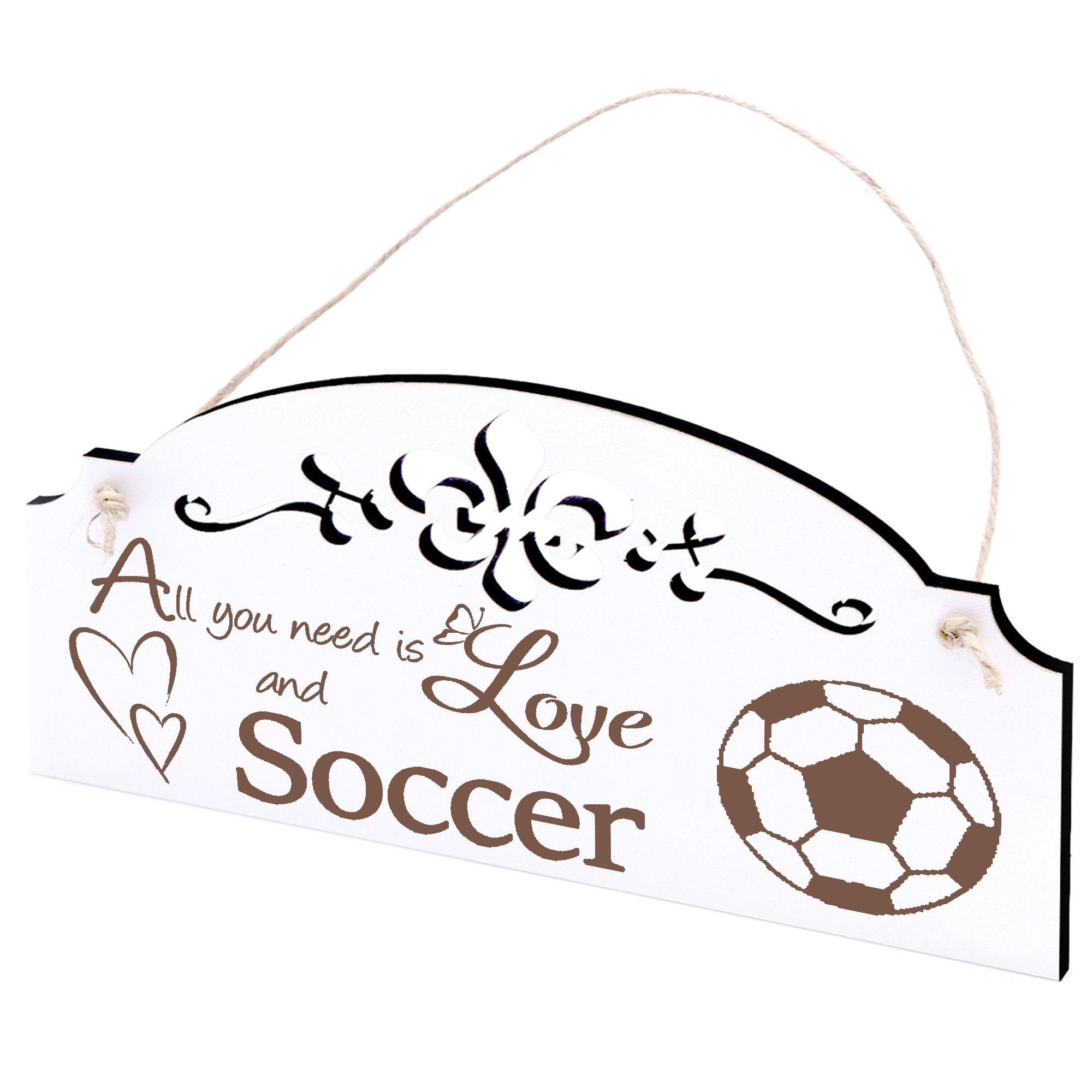 Dekolando Hängedekoration Fußball Deko 20x10cm All you need is Love