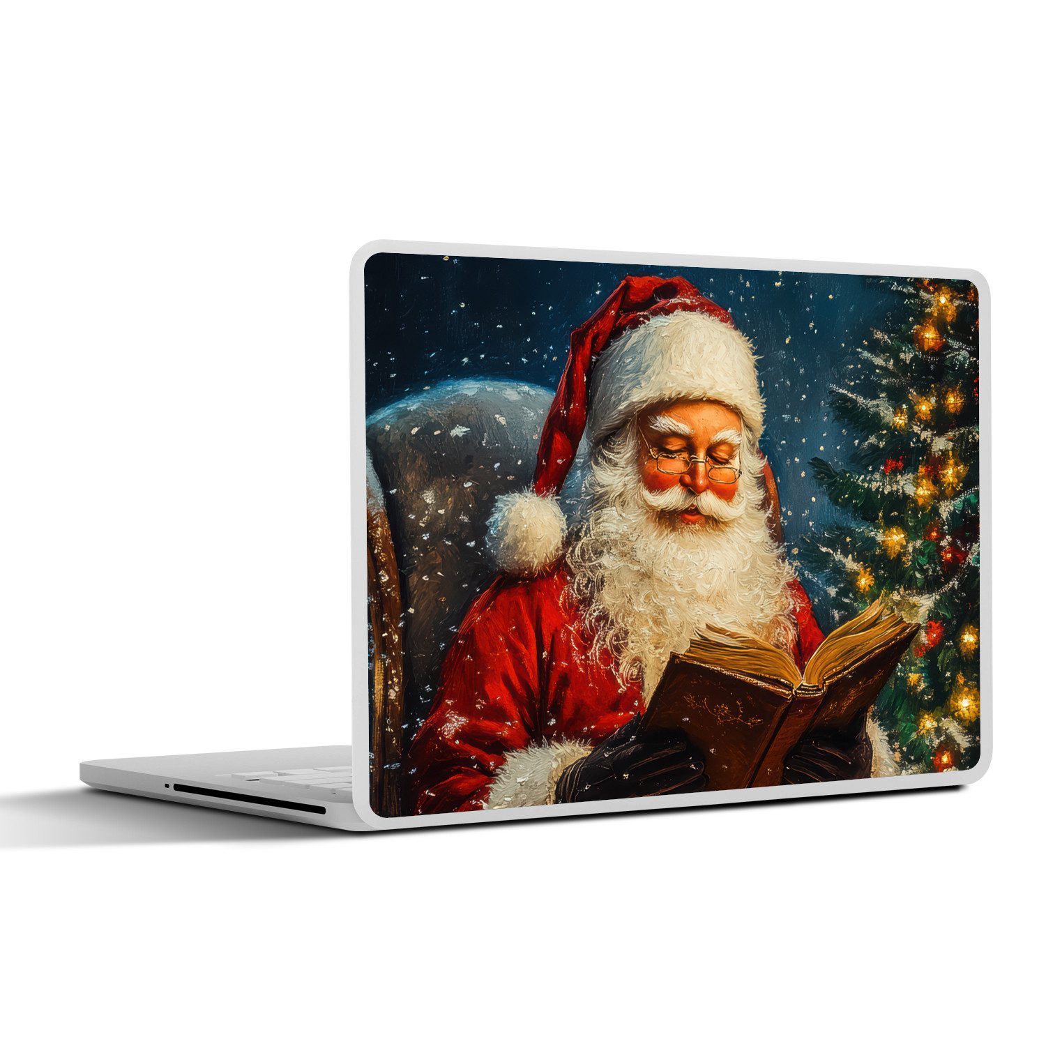 MuchoWow Laptop-Aufkleber Weihnachtsmann - Weihnachten - Winter - Weihnachtsbaum, (1tlg), Aufkleber Geeignet für Laptops, Schutz vor Kratzern, Sticker, 30x22 cm