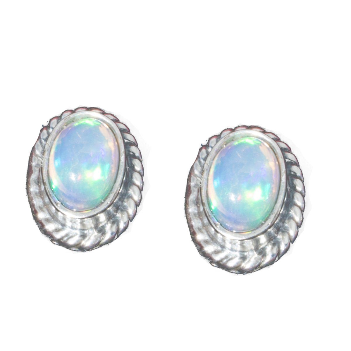 Paar Ohrstecker Ohrstecker echter Opal oval mit Verzierung, echter Opal aus günstig online kaufen