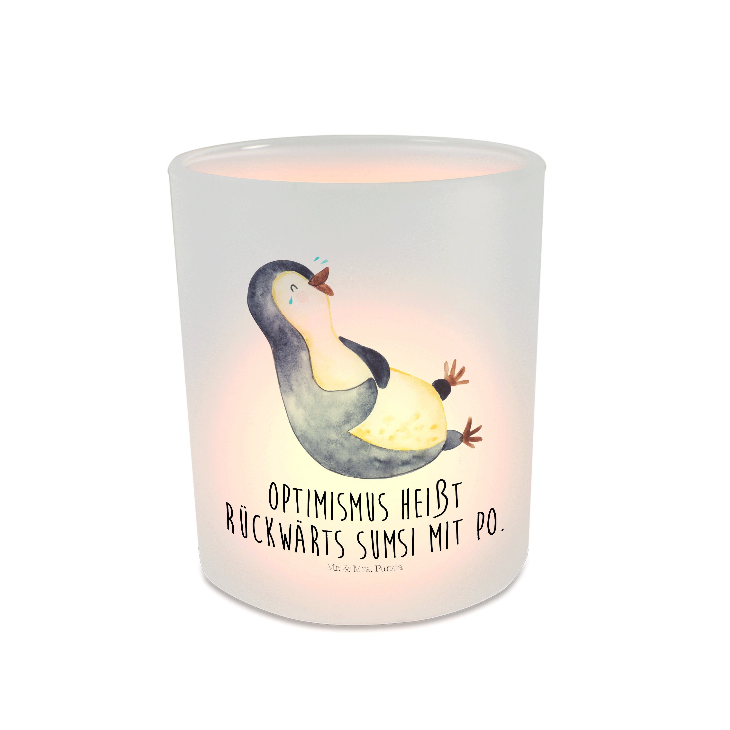 Windlicht Pinguin lachend - Transparent - Geschenk, Kerzenglas, Pinguine, Fröhl