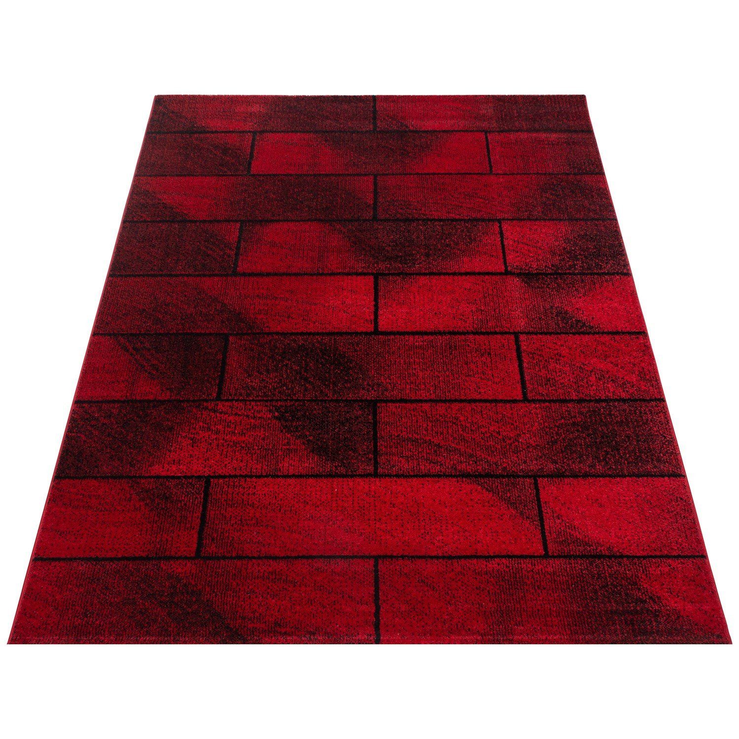 Teppich Designerteppich Kurzflorteppich Steinoptik, Angeycasa, rechteckig, Höhe: 7 mm, Wohnzimmer Schlafzimmer Esszimmer Rot
