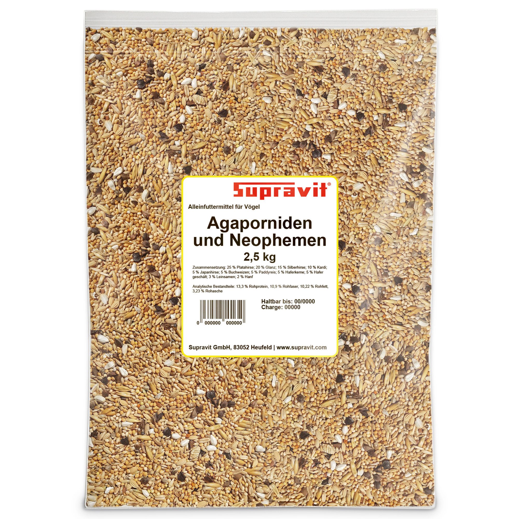 Supravit Agaporniden & Neophemafutter - Gesunde Vogel Körner- & Saatenmischung, für: Ziervogel