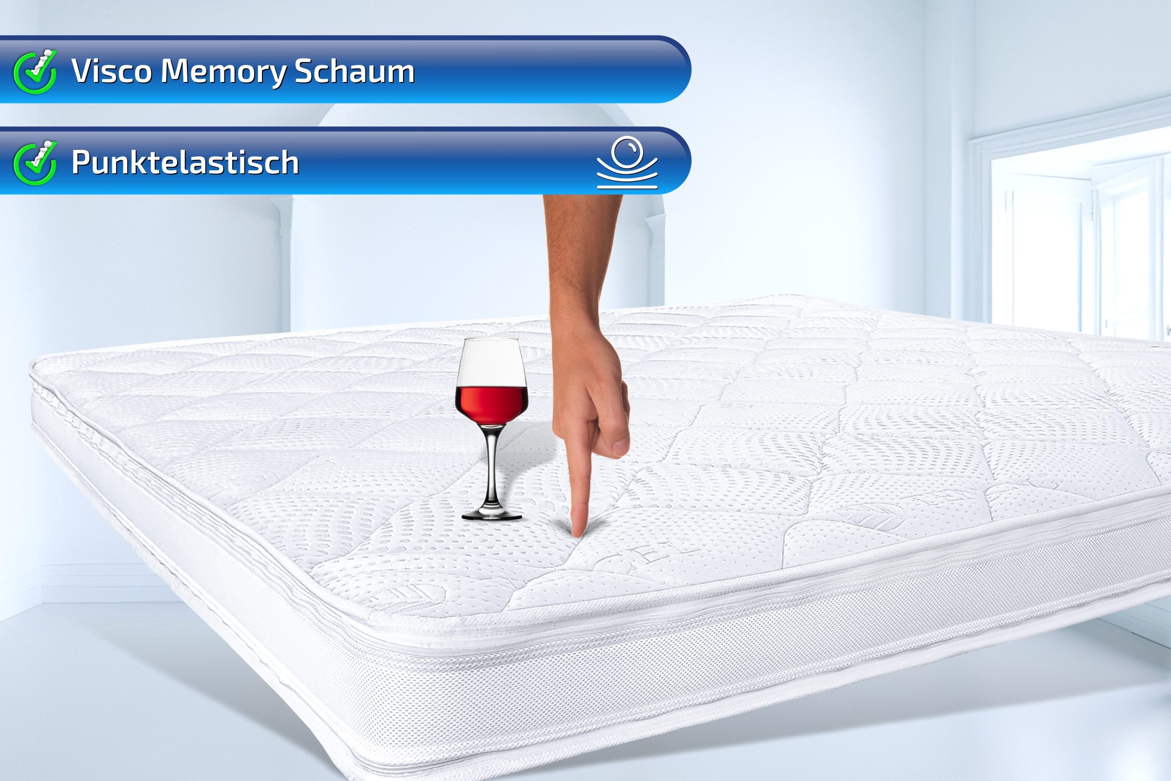 Matratzen Perfekt, Topper Viscotopper TOKIO, 12cm HOCH, mit sehr guter Körpernpassung EXTRA SOFT, 12 cm hoch, Viscoschaum, Topper mit Kern aus viscoelastischem Schaum und umlaufendem Klimaband