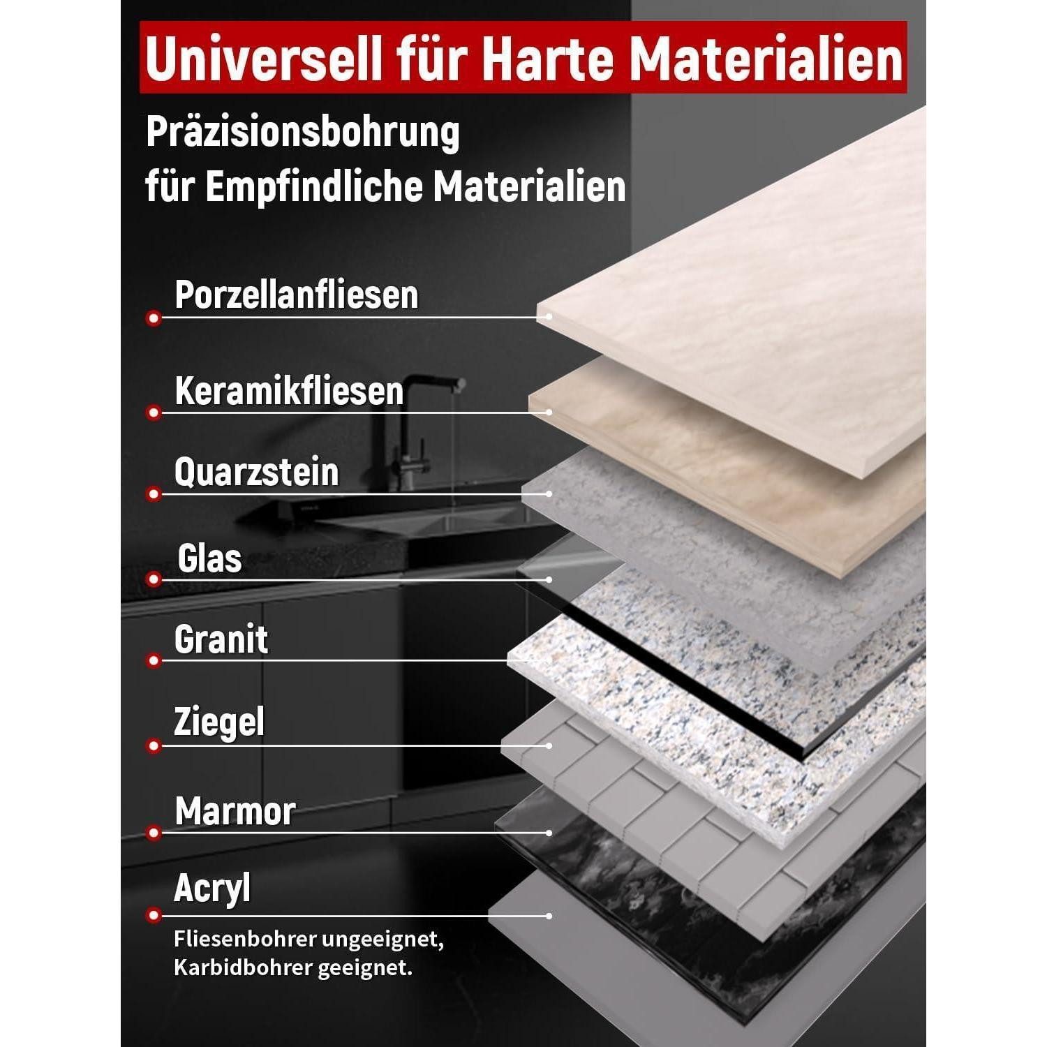 LuxusKollektion Fliesenbohrer Fliesenbohrer Diamantbohrer Karbidbohrer Feinsteinzeug 6