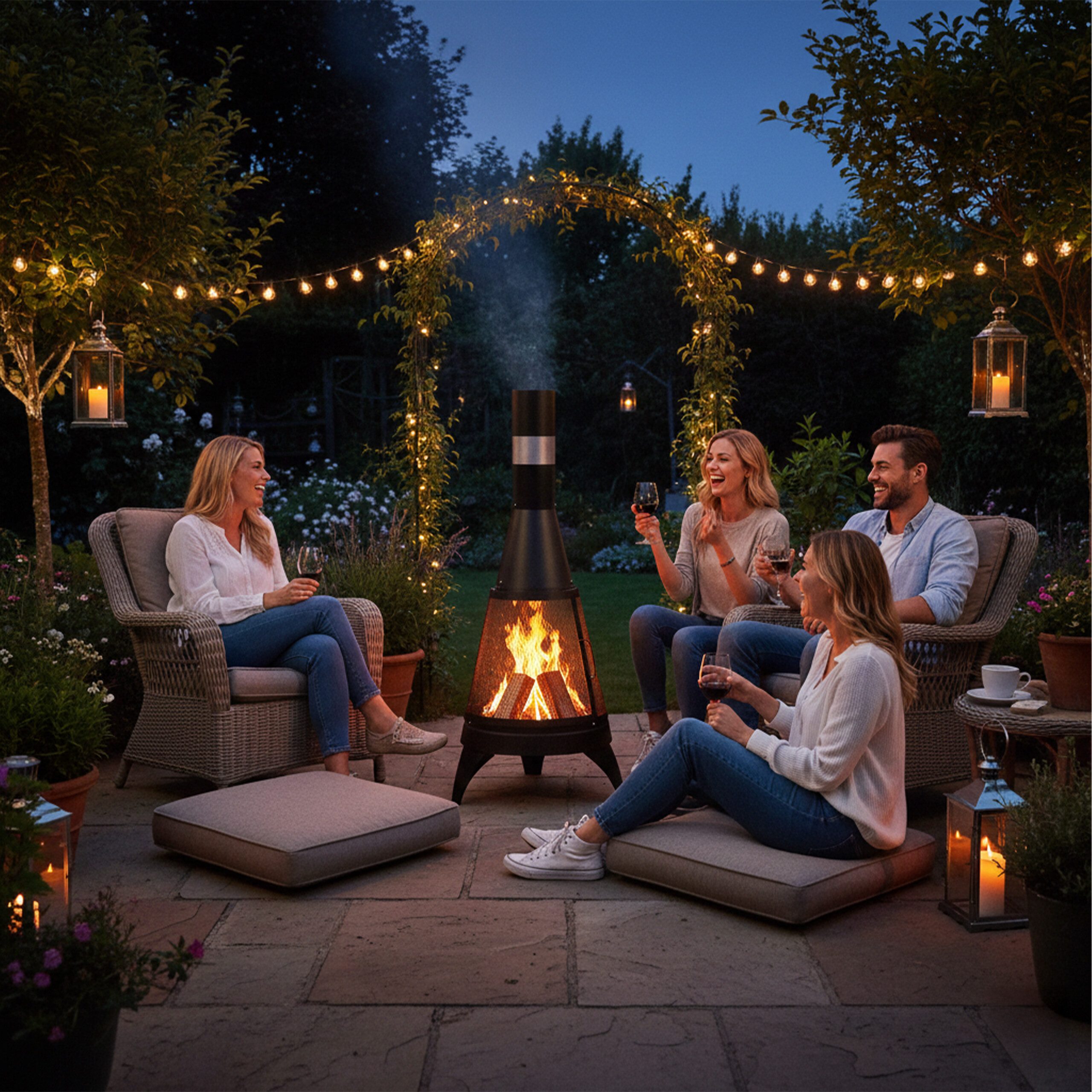 relaxdays Feuerkorb Terrassenofen mit Funkenschutz günstig online kaufen