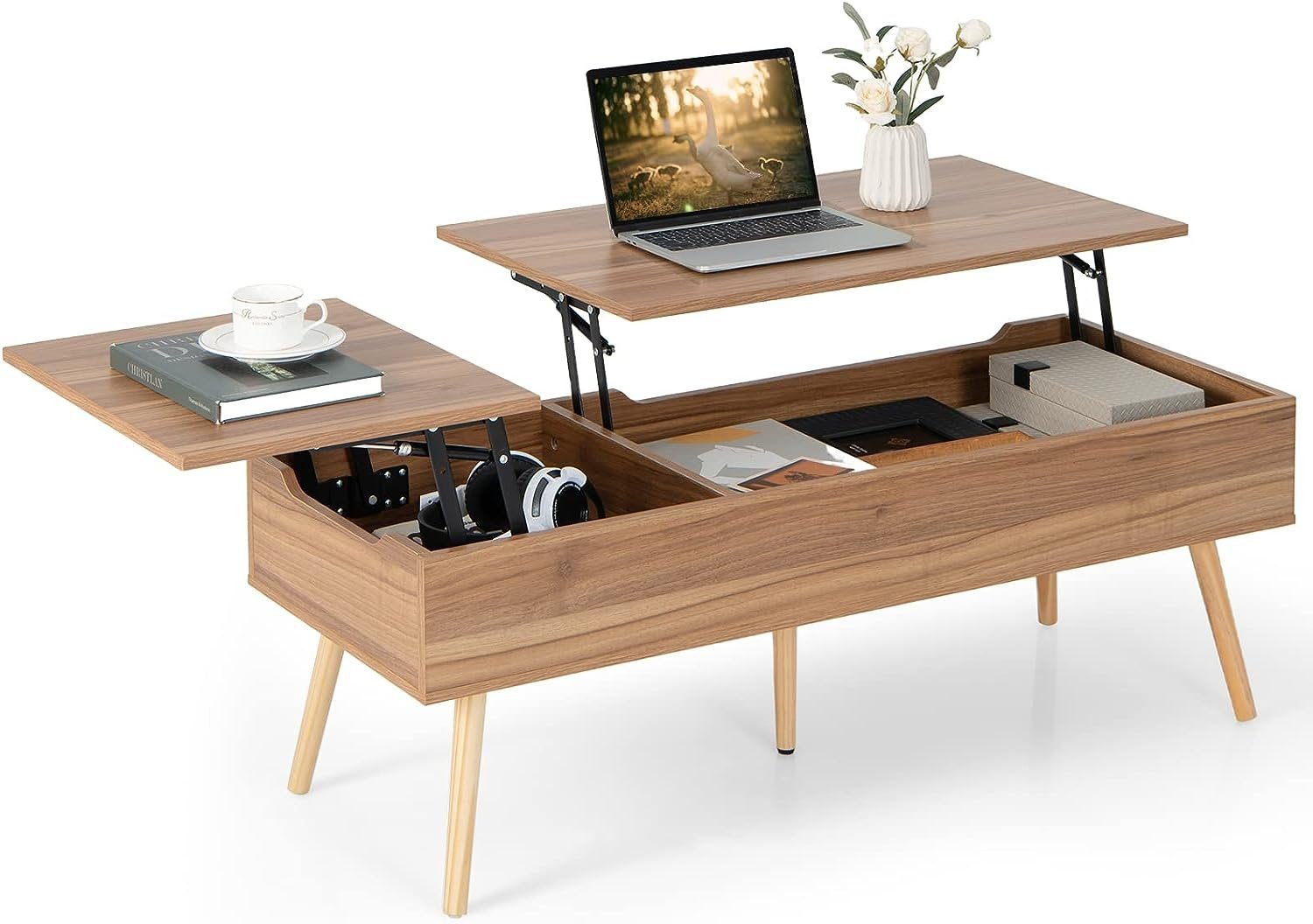 KOMFOTTEU Couchtisch Kaffeetisch, höhenverstellbar, 120x49x42cm günstig online kaufen