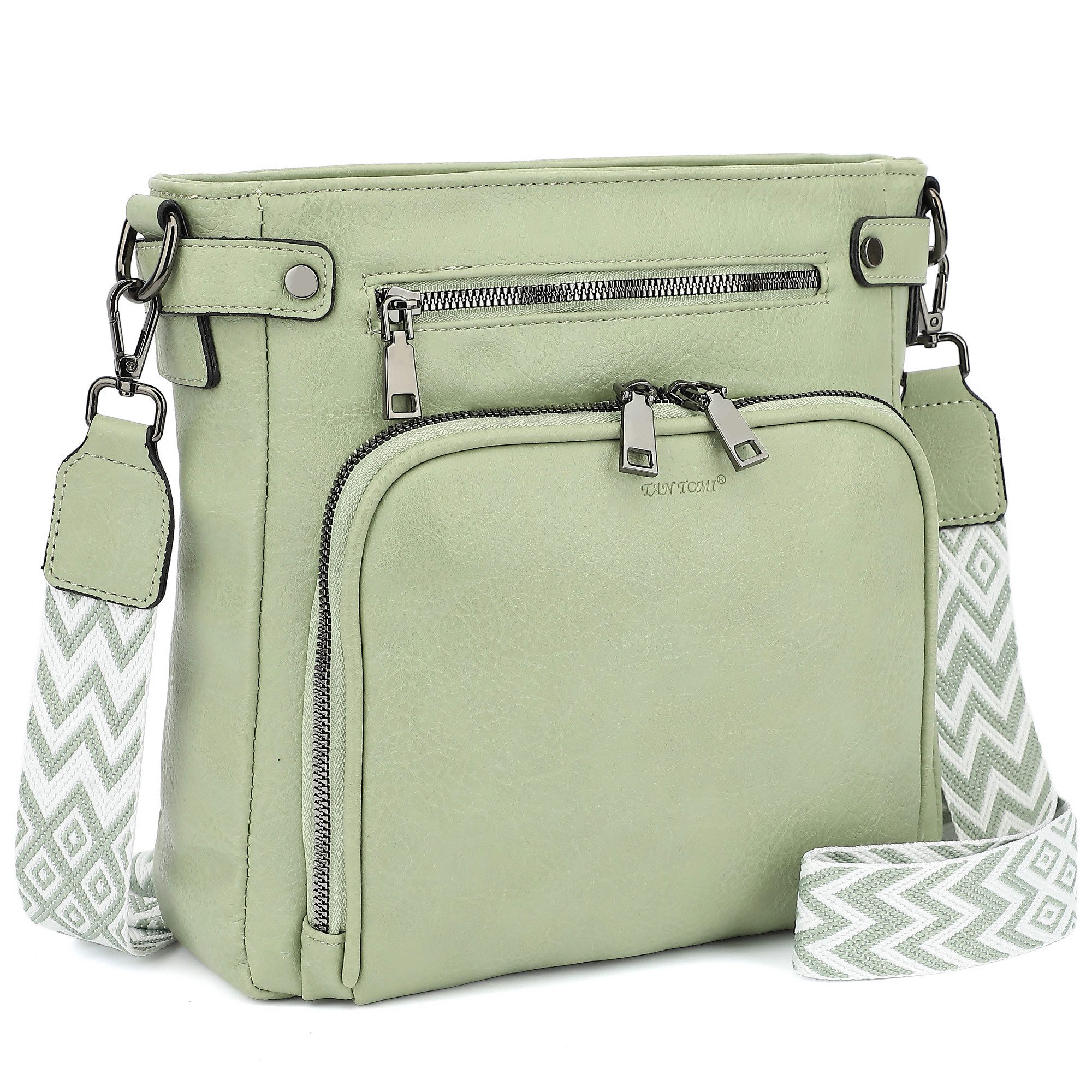 TAN.TOMI Schultertasche Handtasche damen mittelgroß Umhängetaschen crossbody bag, Retro leder PU damentaschen mit breitem gurt handtaschen