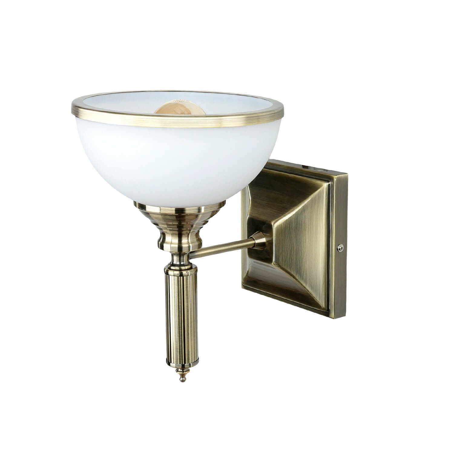 Licht-Erlebnisse Wandleuchte ZEUS, ohne Leuchtmittel, Wandlampe Jugendstil in Messing antik Glas Schirm Flur Wohnzimmer