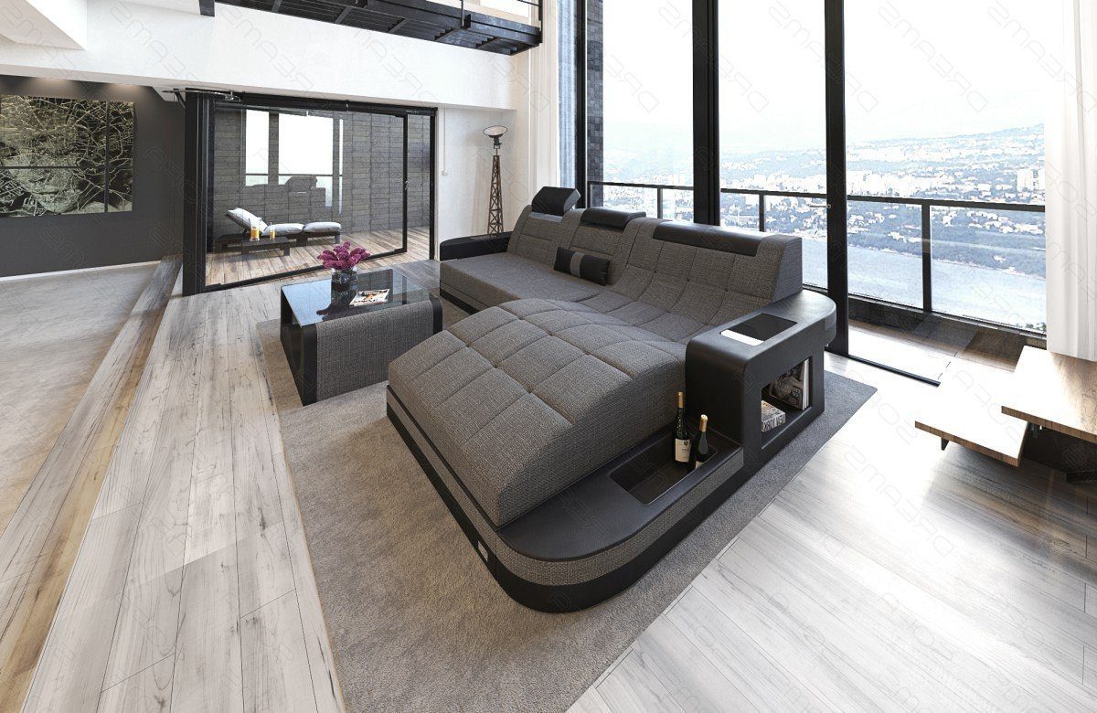 Sofa Dreams Ecksofa Polster Stoffsofa Couch Wave L Form H Strukturstoff Stoff Sofa