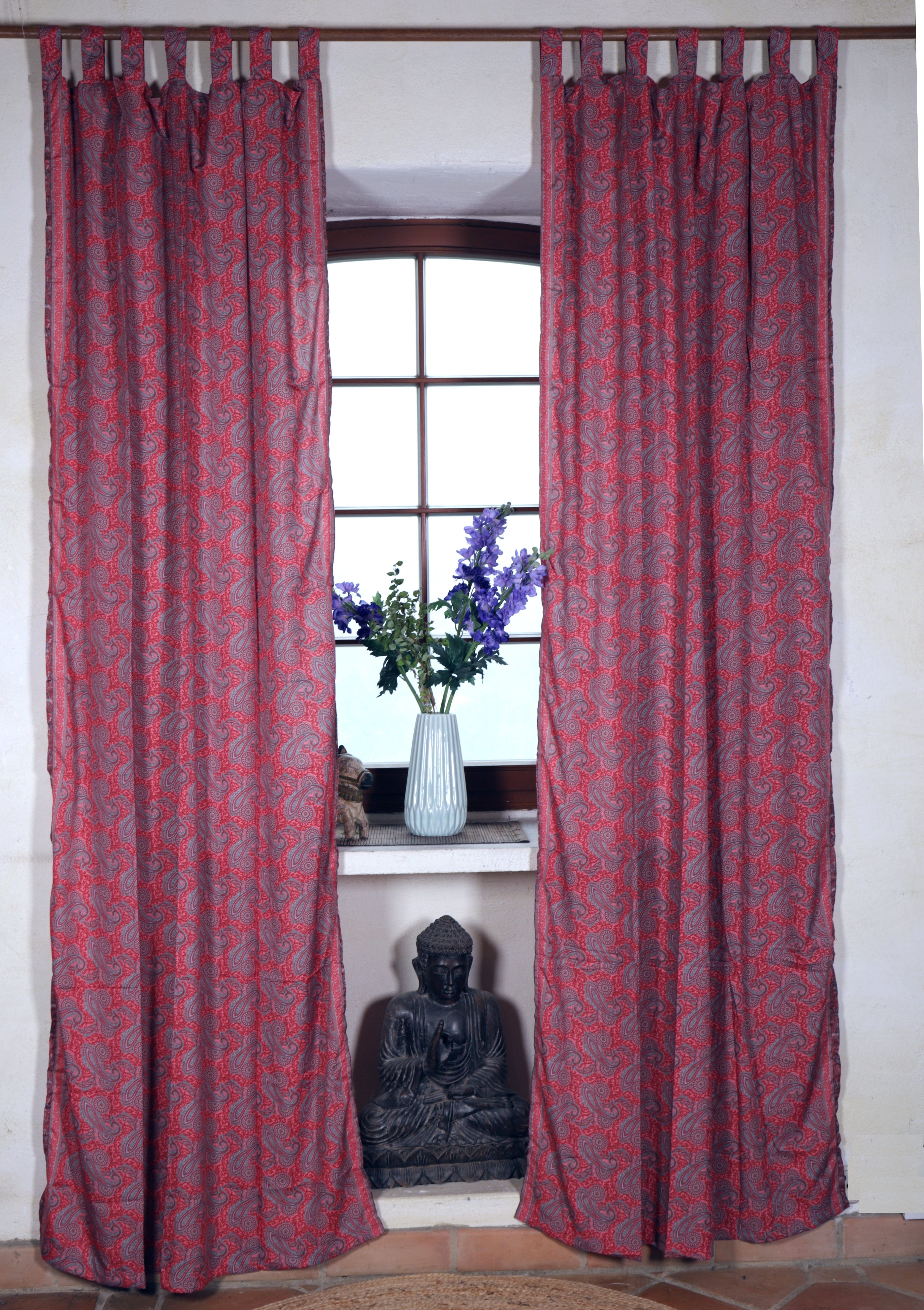 Vorhang Seidige Boho Vorhänge, 1 Paar Bohemia Gardine..