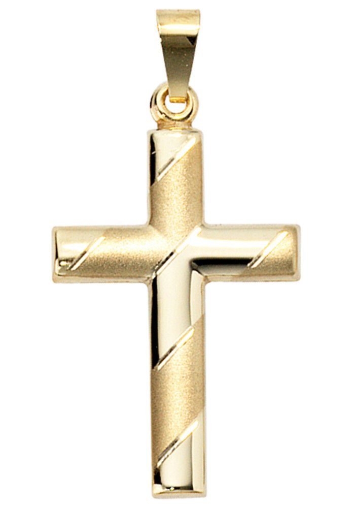 JOBO Kreuzanhänger Anhänger Kreuz, 333 Gold diamantiert