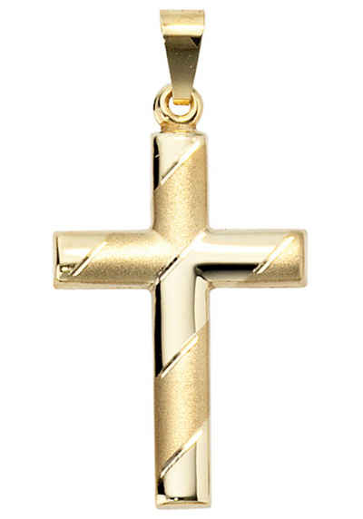 JOBO Kreuzanhänger Anhänger Kreuz, 333 Gold diamantiert